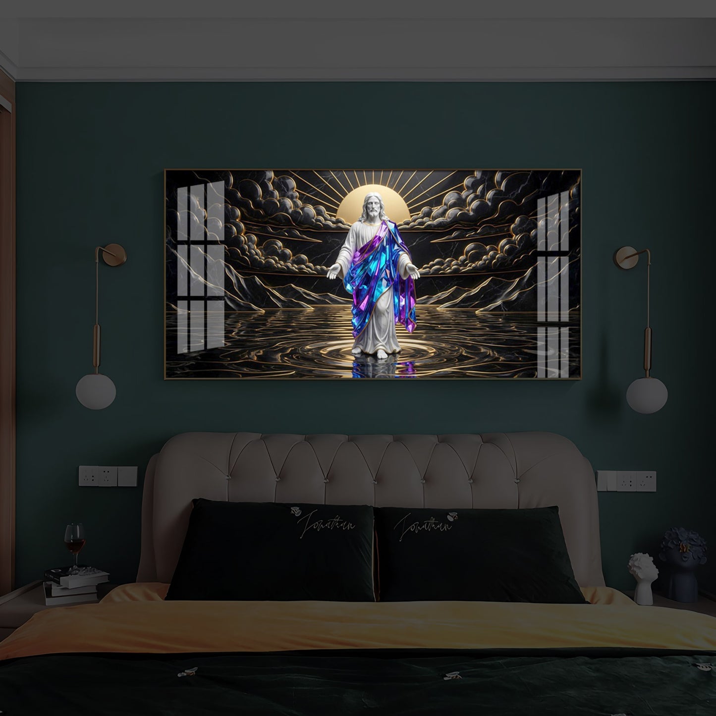 Jesus Christ Modern Luxury Backlight Horizontal Wall Art