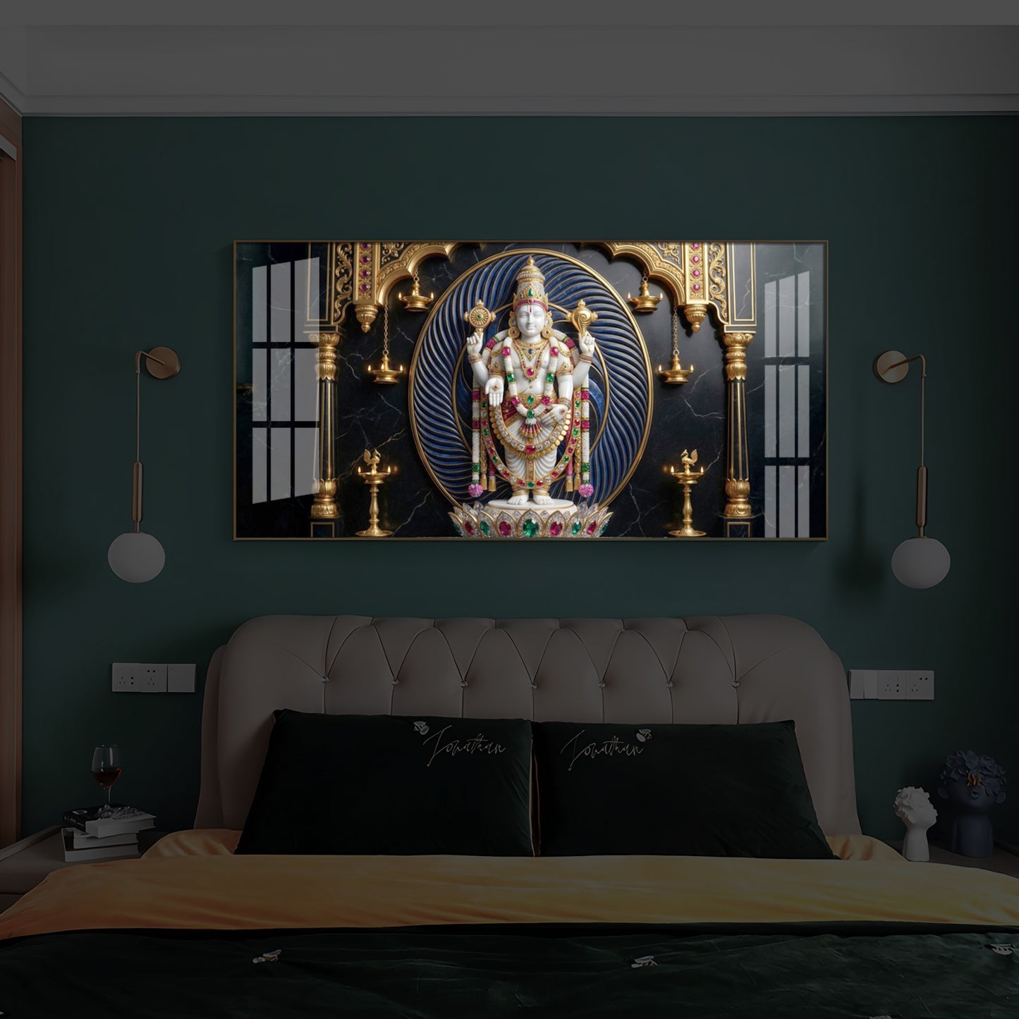Lord Tirupati Balaji Modern Luxury Backlight Horizontal Wall Art