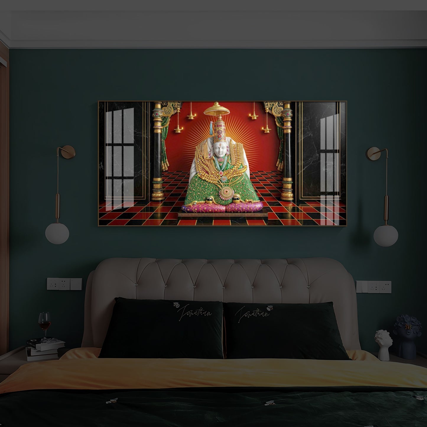 Shri Tulja Bhavani Modern Luxury Backlight Horizontal Wall Art