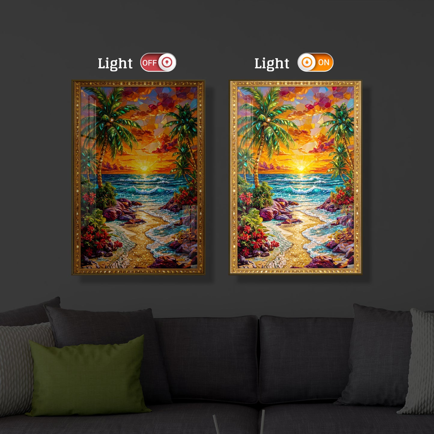Coastal Bliss Modern Luxury Backlight Vertical Wall Art