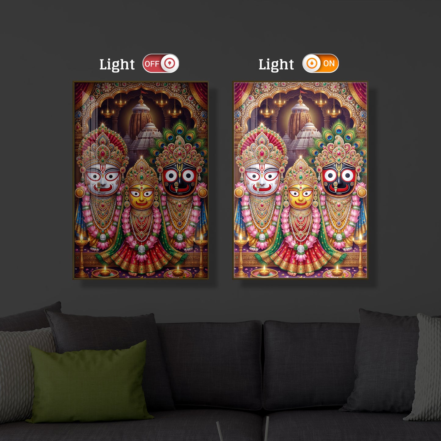 Blessings Of Lord Jagannath Modern Luxury Backlight Vertical Wall Art