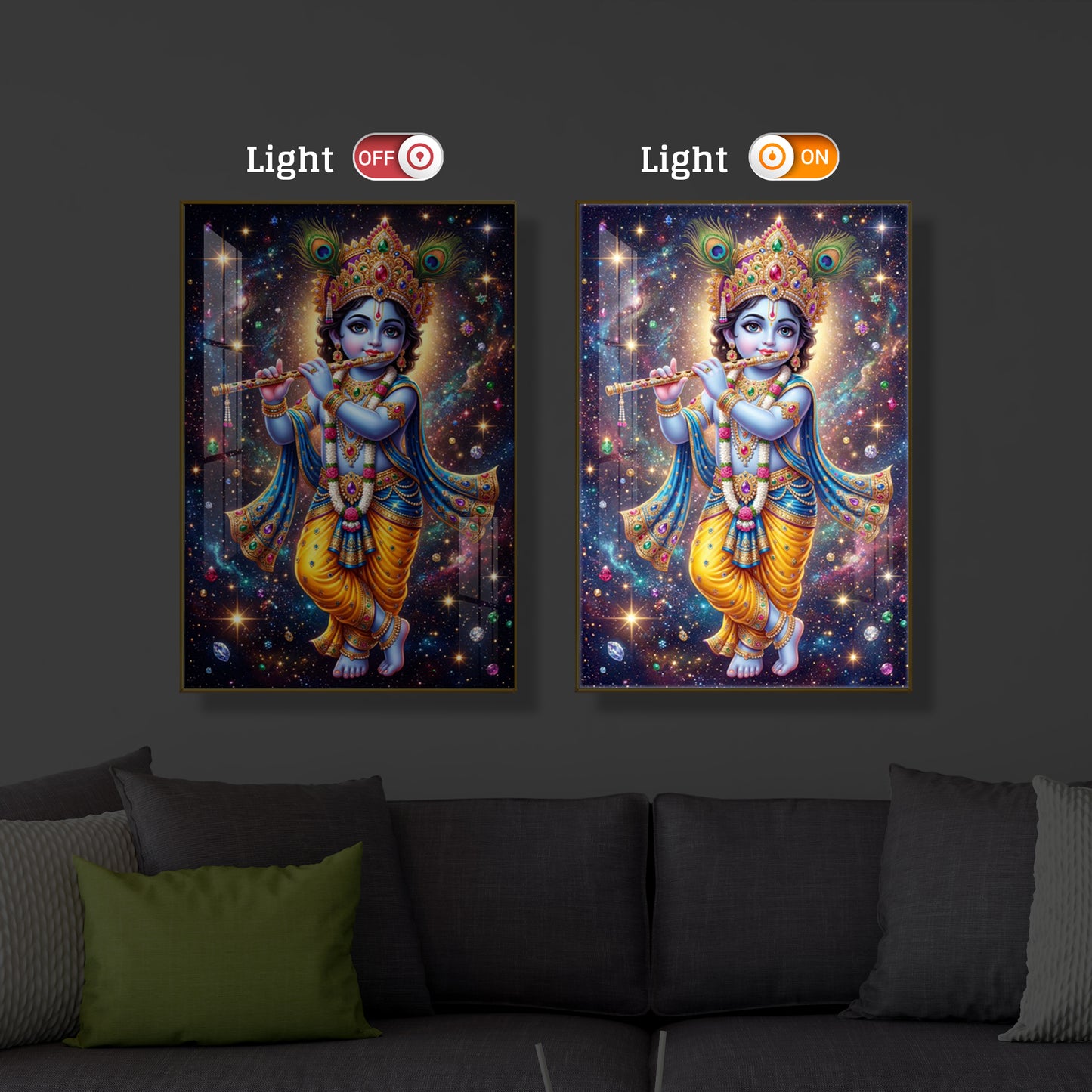 Bal Shree Krishna Modern Luxury Backlight Vertical Wall Art