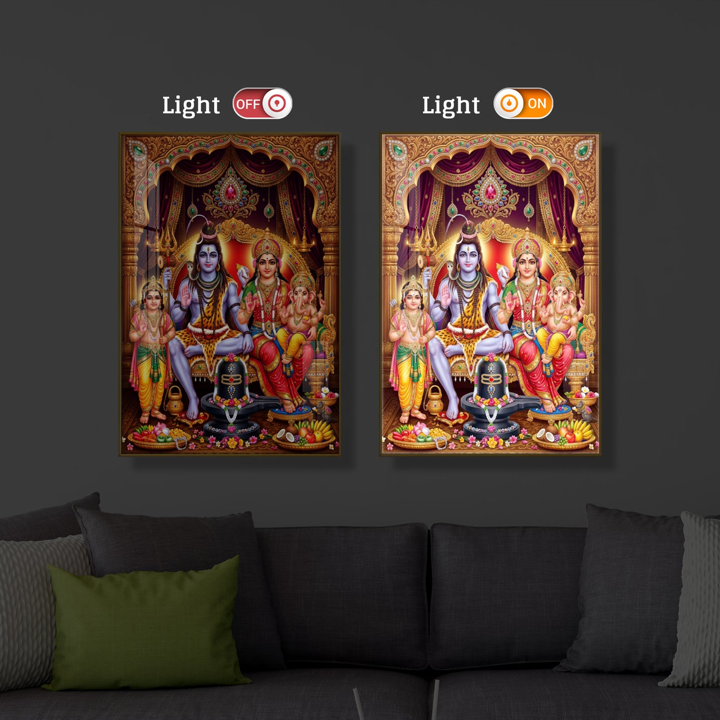 Namah Shivay Modern Luxury Backlight Vertical Wall Art