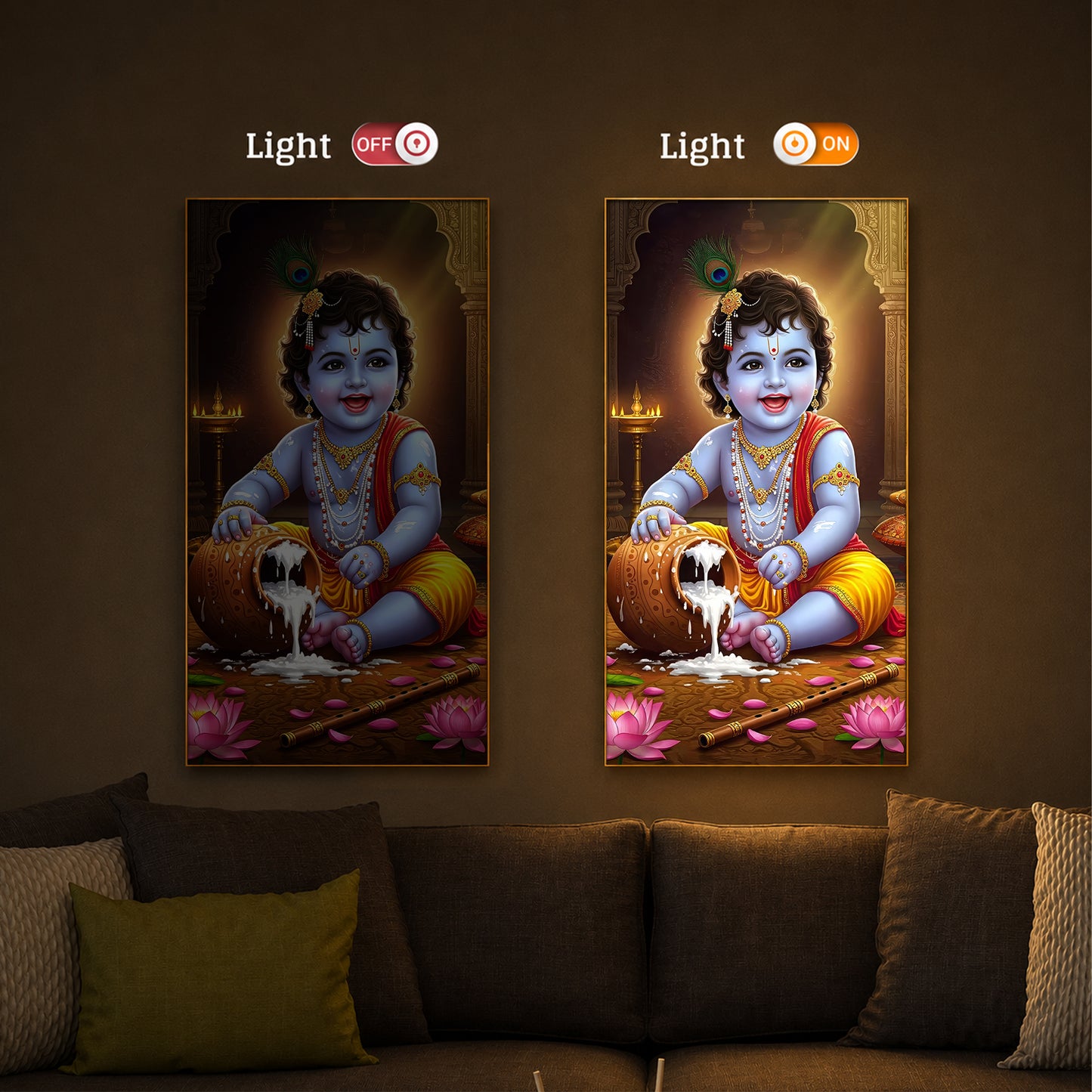 Bal Krishna Modern Luxury Backlight Vertical Wall Art