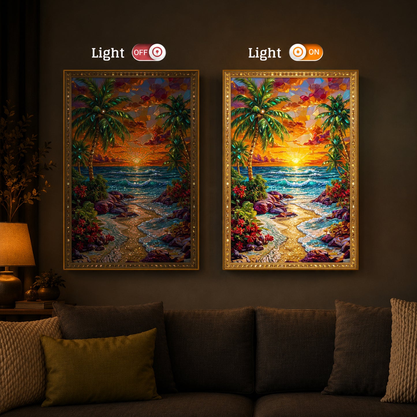 Coastal Bliss Modern Luxury Backlight Vertical Wall Art