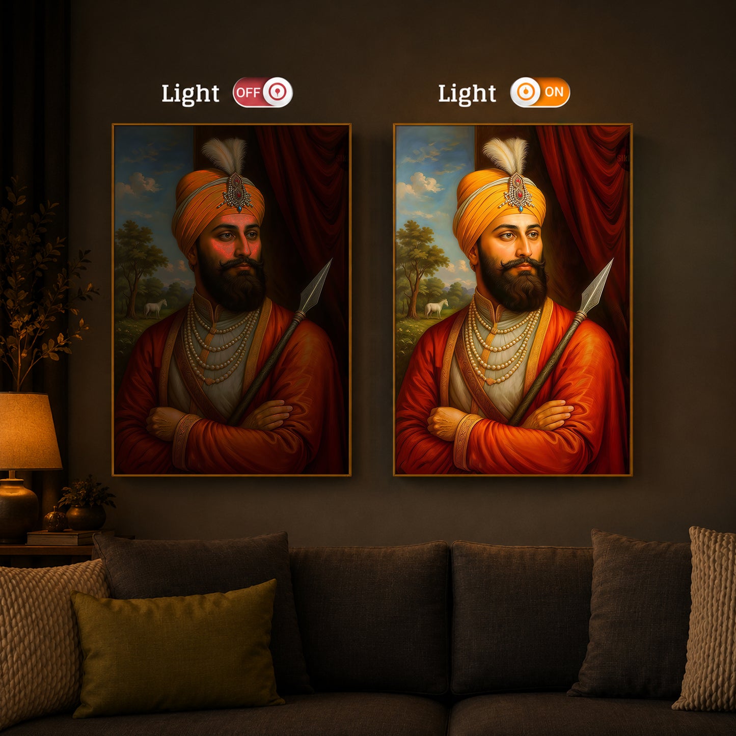 Prestigious Guru Gobind Singh Ji Modern Luxury Backlight Vertical Wall Art
