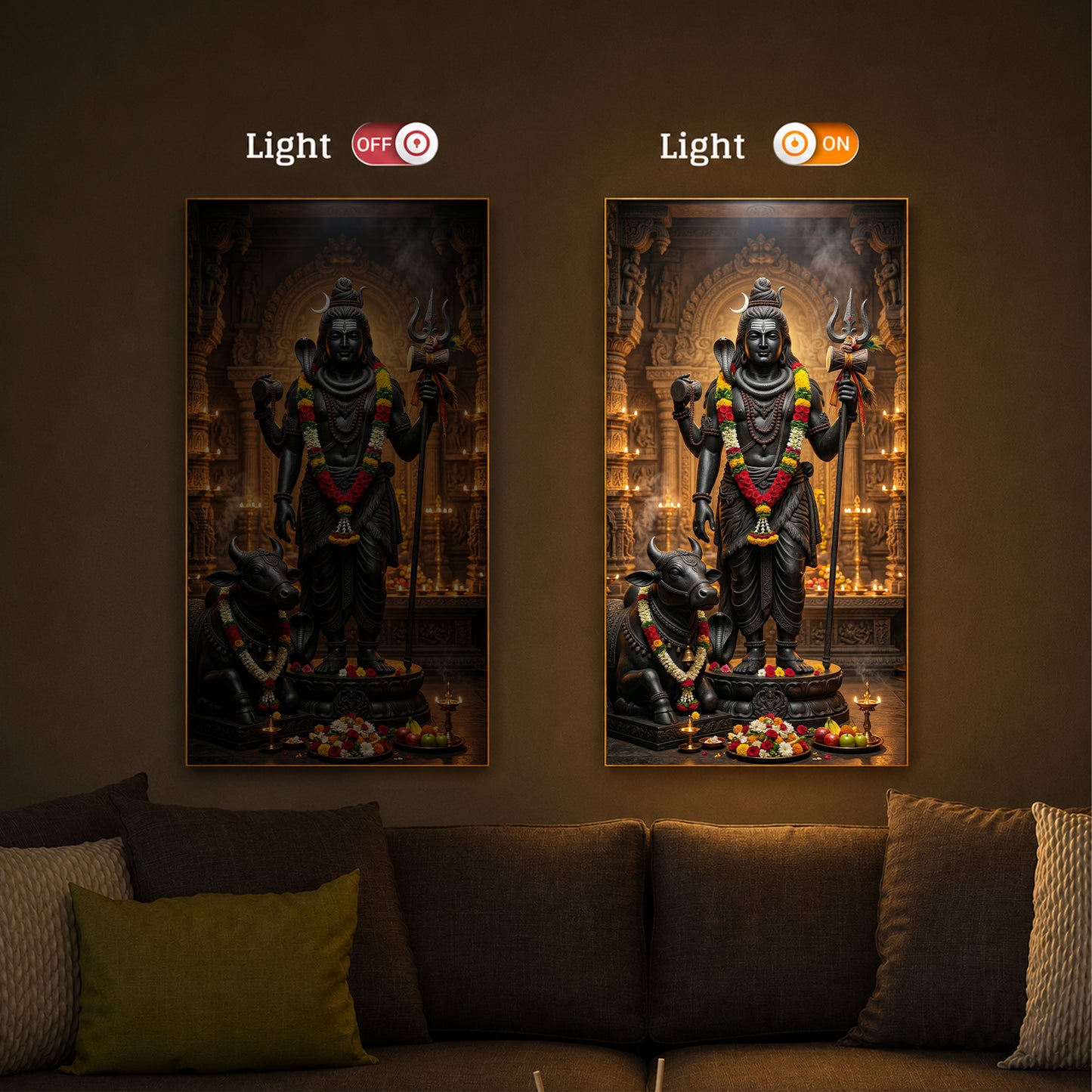 Divine Shivay Modern Luxury Backlight Vertical Wall Art