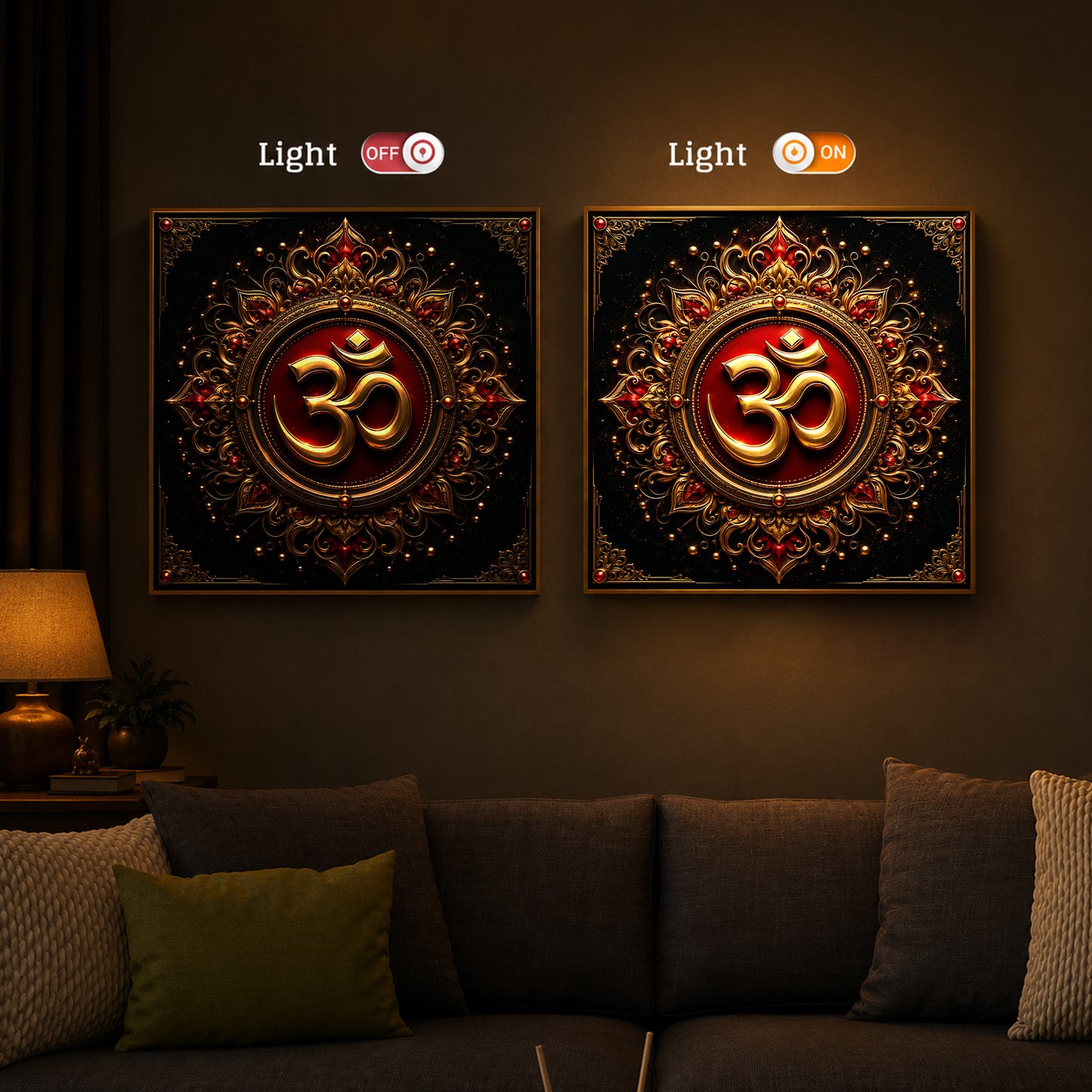Beautiful Om Symbol Modern Luxury Backlight Square Wall Art