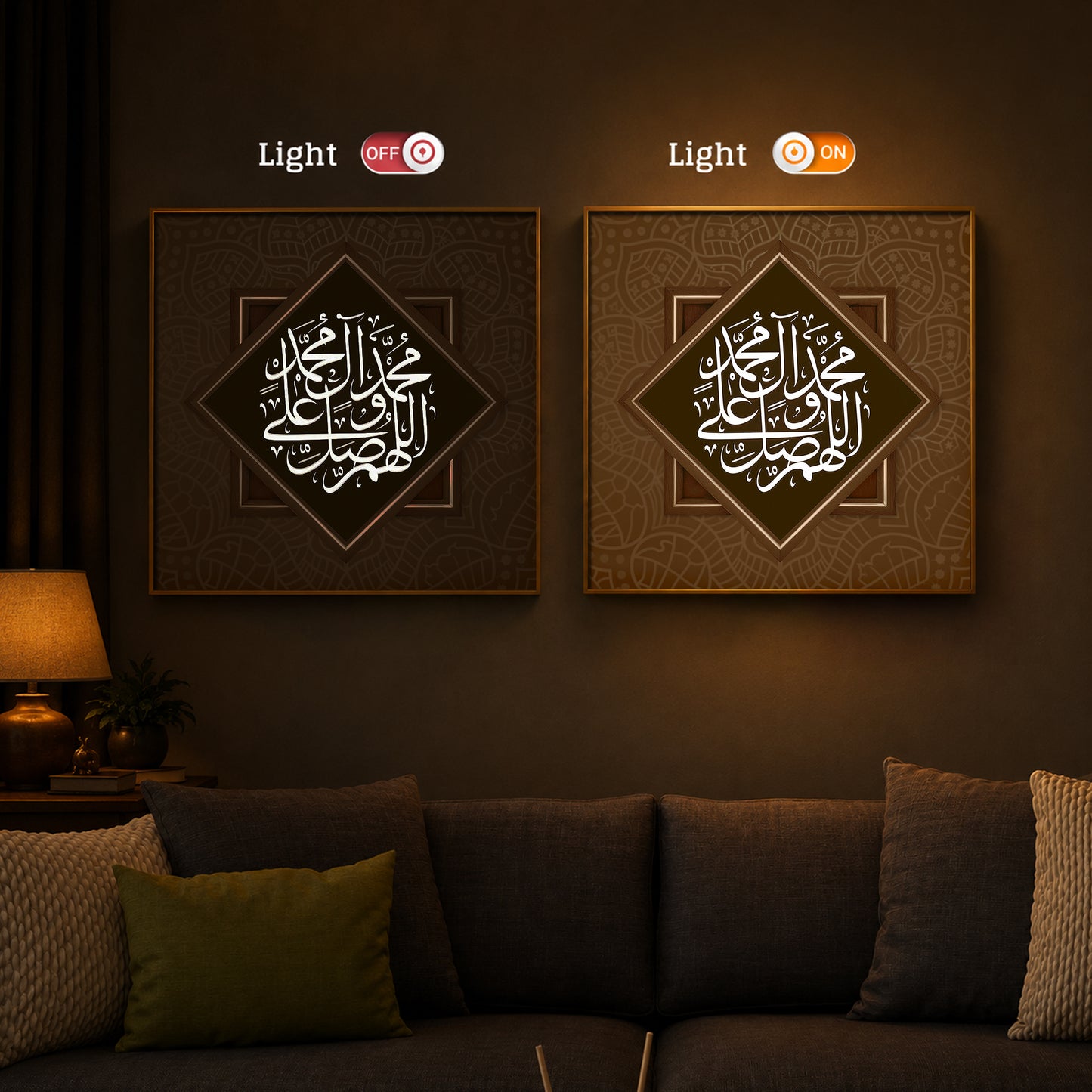 Elegant Arabic calligraphy Modern Luxury Backlight Square Wall Art