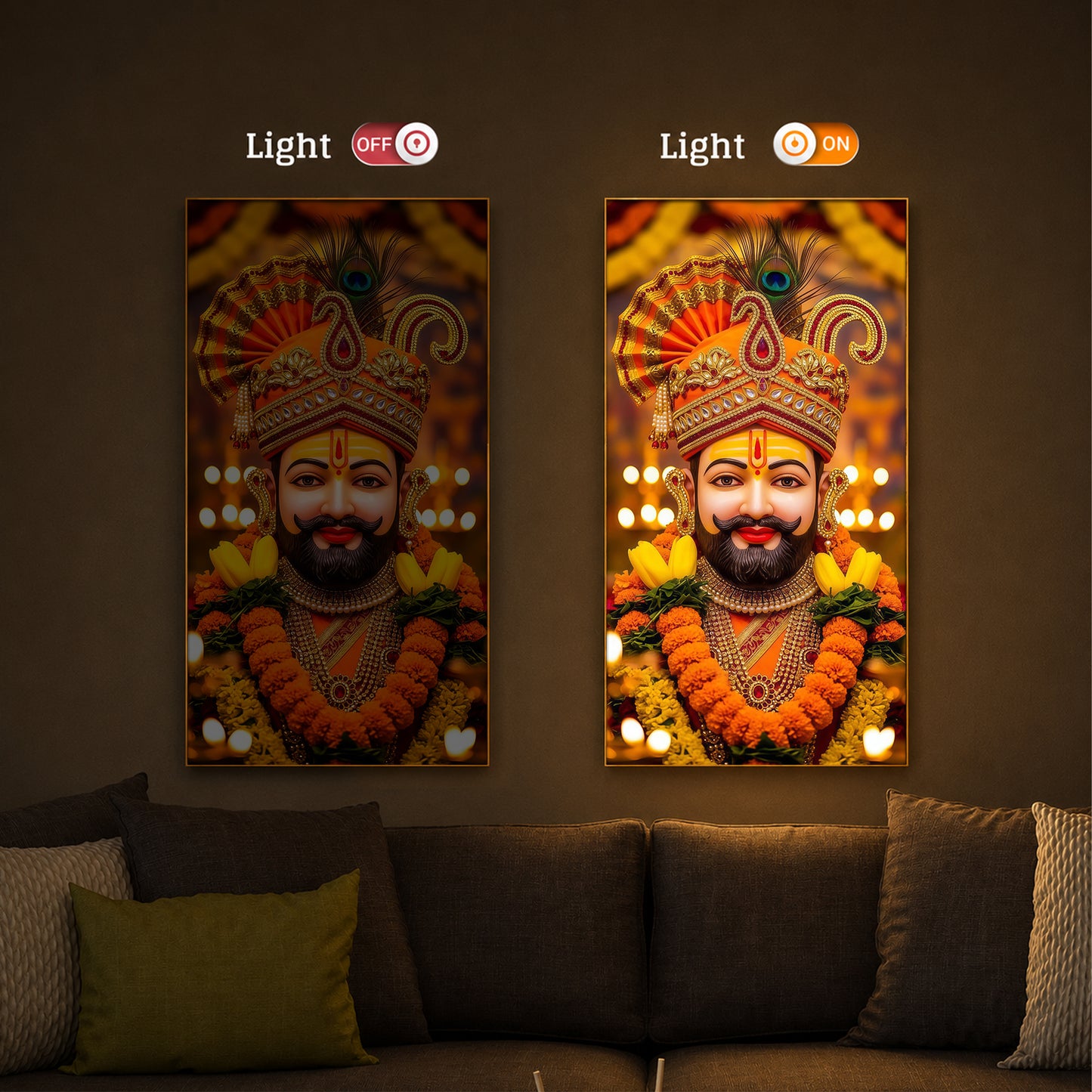 Hare Ka Sahara Modern Luxury Backlight Vertical Wall Art