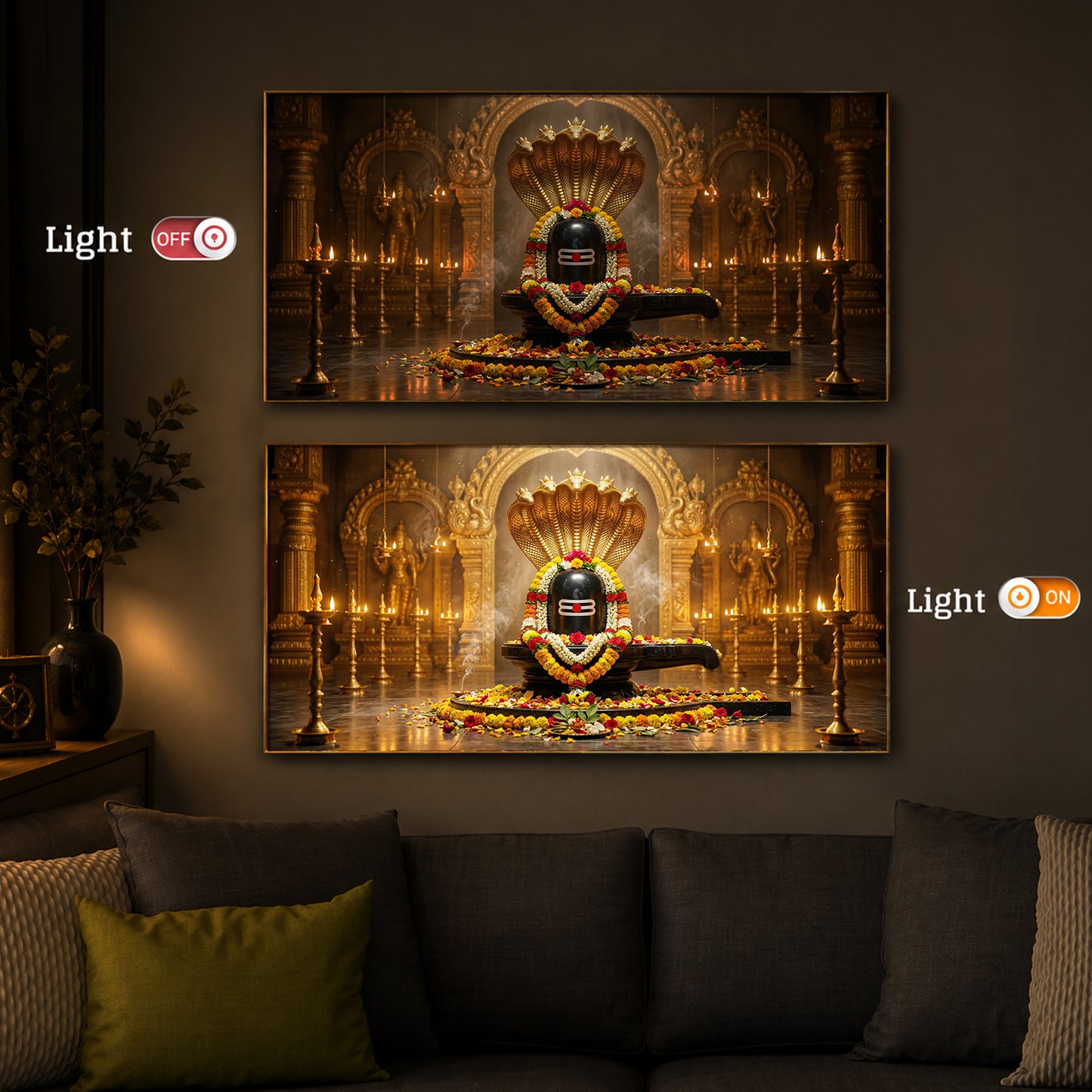 Bholenath Ji Modern Luxury Backlight Horizontal Wall Art