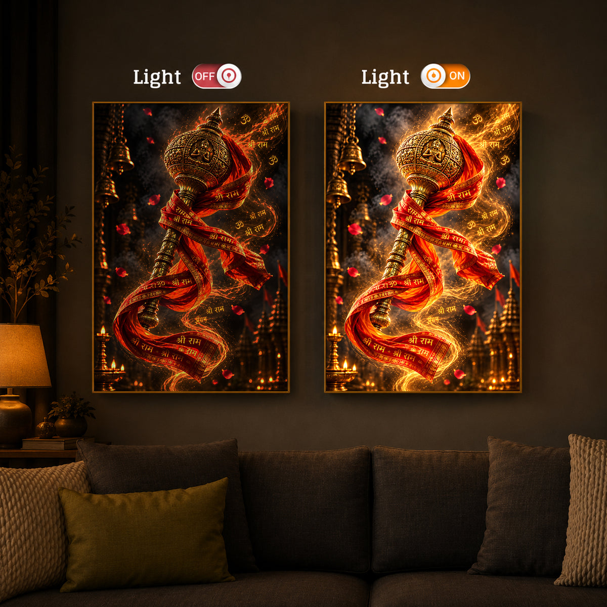 Golden Gada Modern Luxury Backlight Vertical Wall Art
