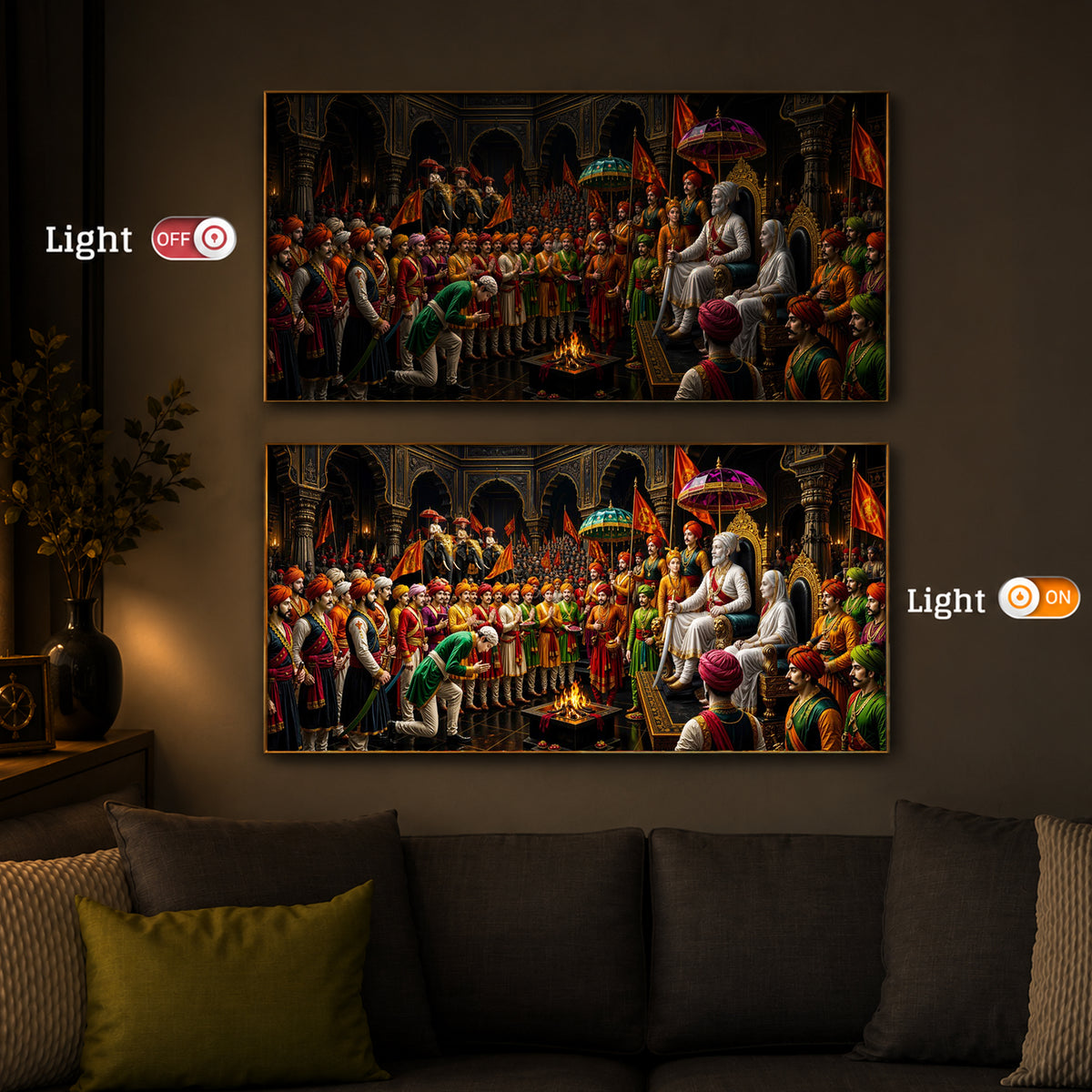 Chhatrapati Shivaji Maharaj Raj Darbar Modern Luxury Backlight Horizontal Wall Art
