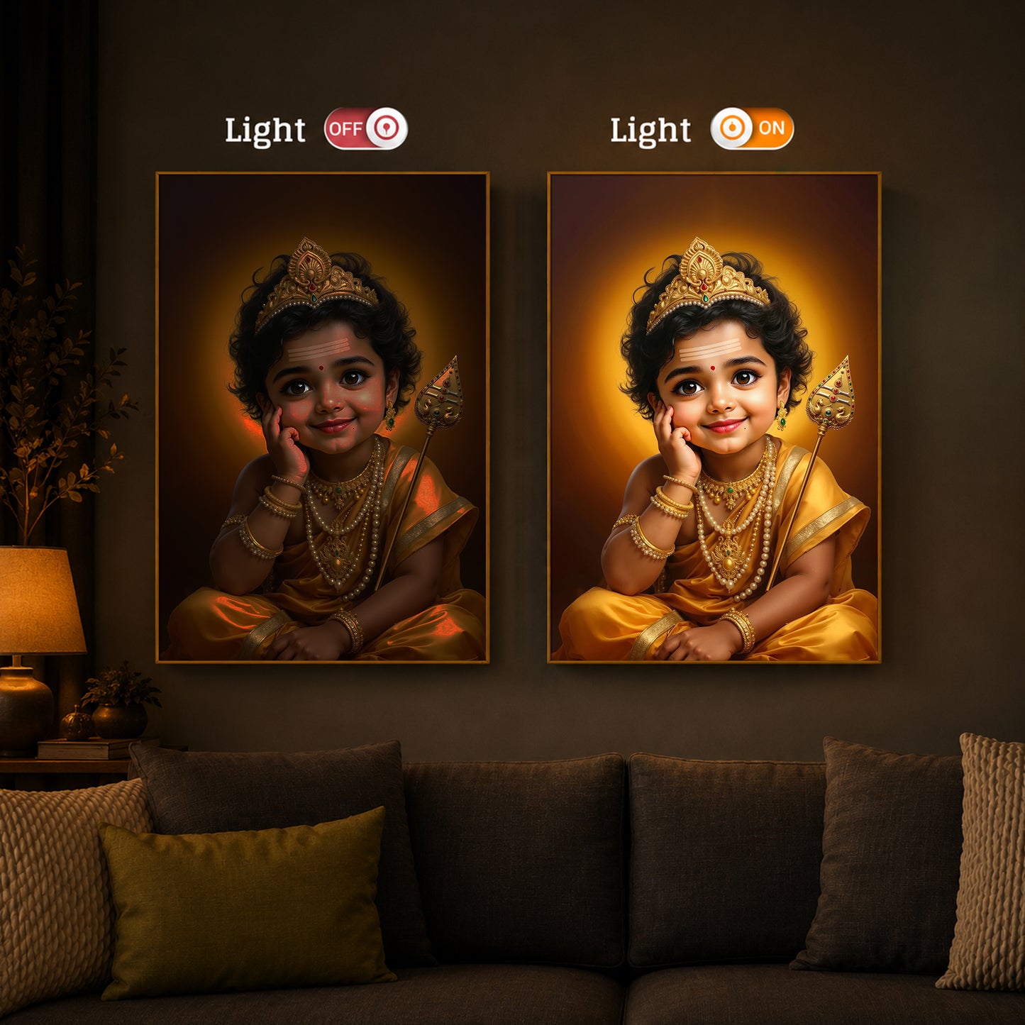 Baby Murugan Modern Luxury Backlight Vertical Wall Art