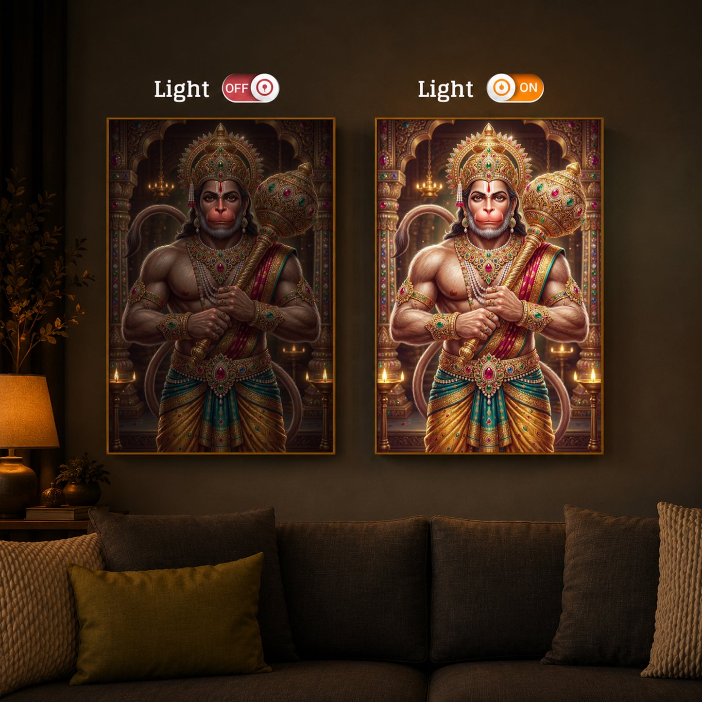 Jay Bajarangbali Modern Luxury Backlight Vertical Wall Art