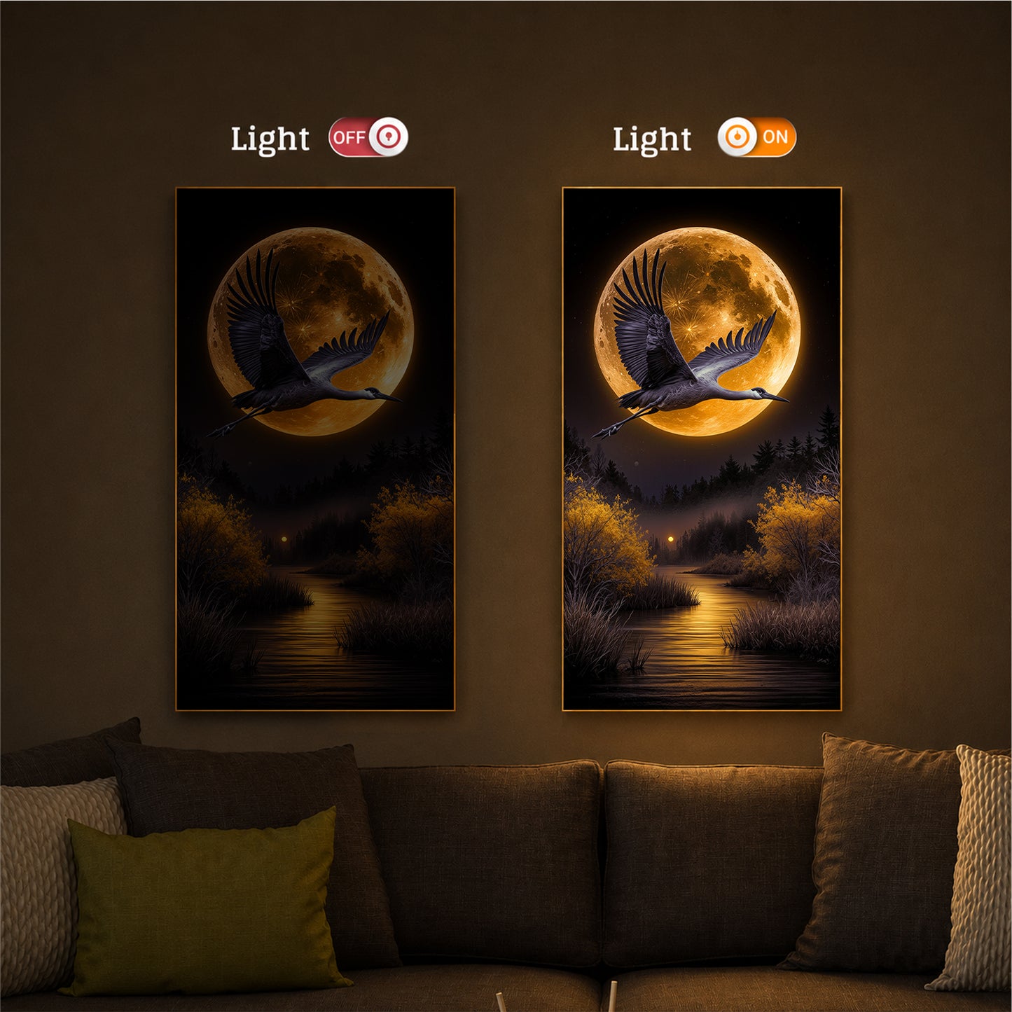 Regalia Bird Modern Luxury Backlight Vertical Wall Art