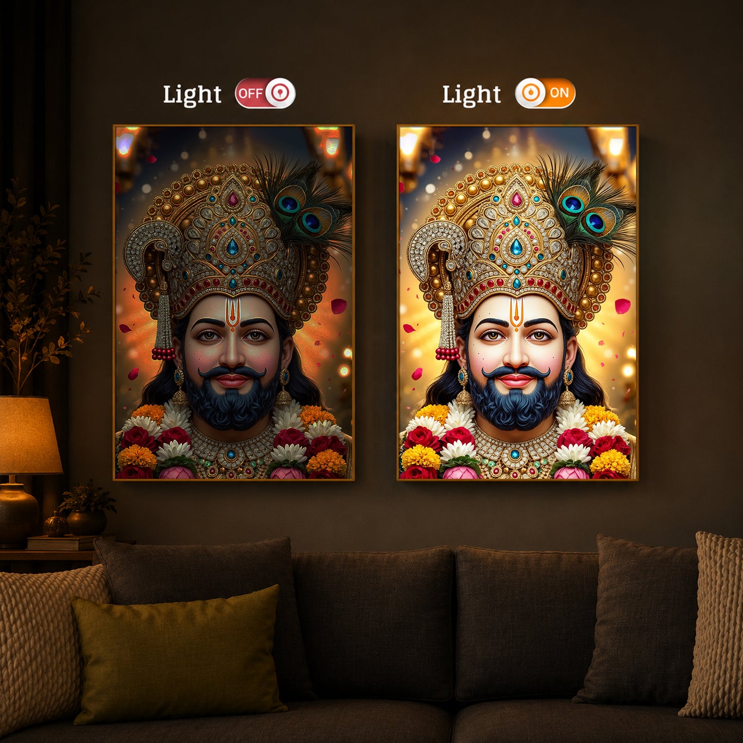 Jai Shri Shyam Modern Luxury Backlight Vertical Wall Art