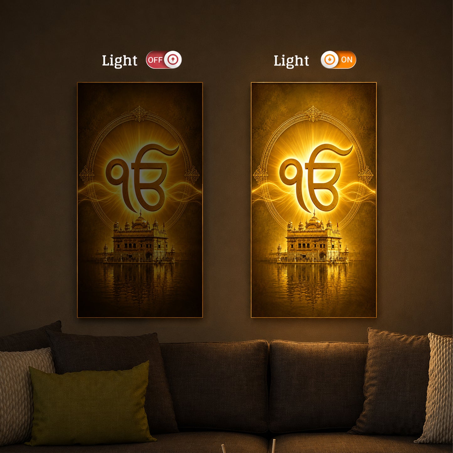 Ik Onkar Modern Luxury Backlight Vertical Wall Art