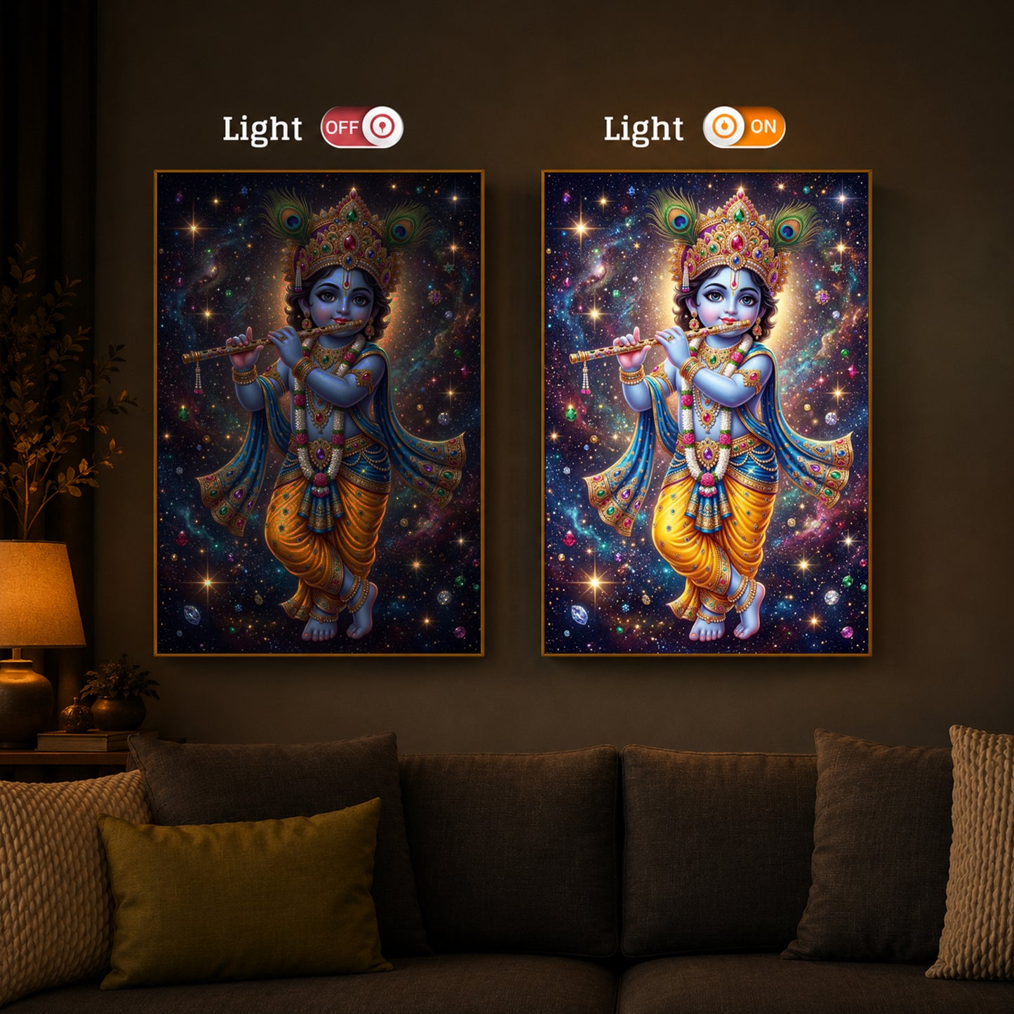Bal Shree Krishna Modern Luxury Backlight Vertical Wall Art
