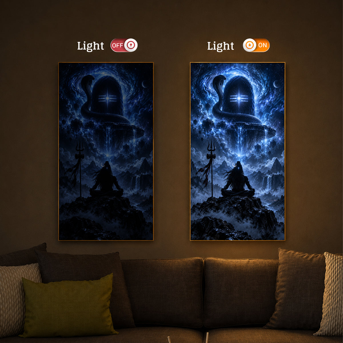Shiva Cosmic Glow Modern Luxury Backlight Vertical Wall Art