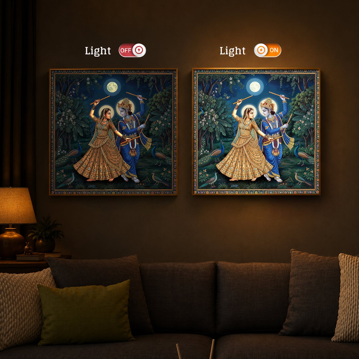 Radha Krishna Definition Of Love Modern Luxury Backlight Square Wall Art