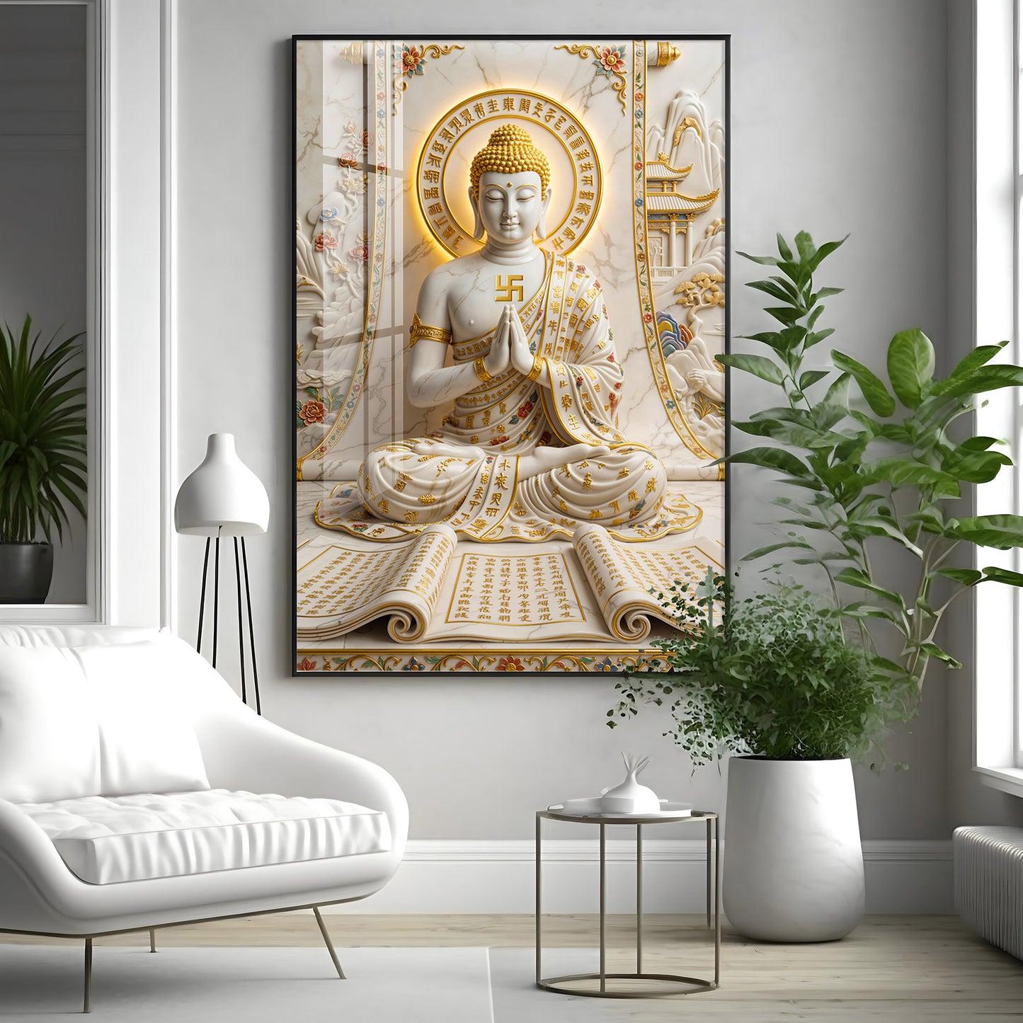 Beautiful Sitting Buddha Premium Acrylic Vertical Wall Art