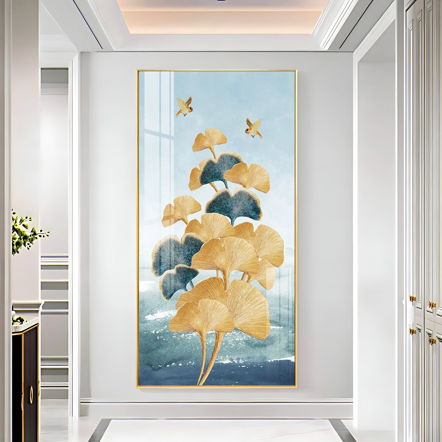 Colorful Biloba Leaves Luxury Crystal Wall Art - The Next Decor