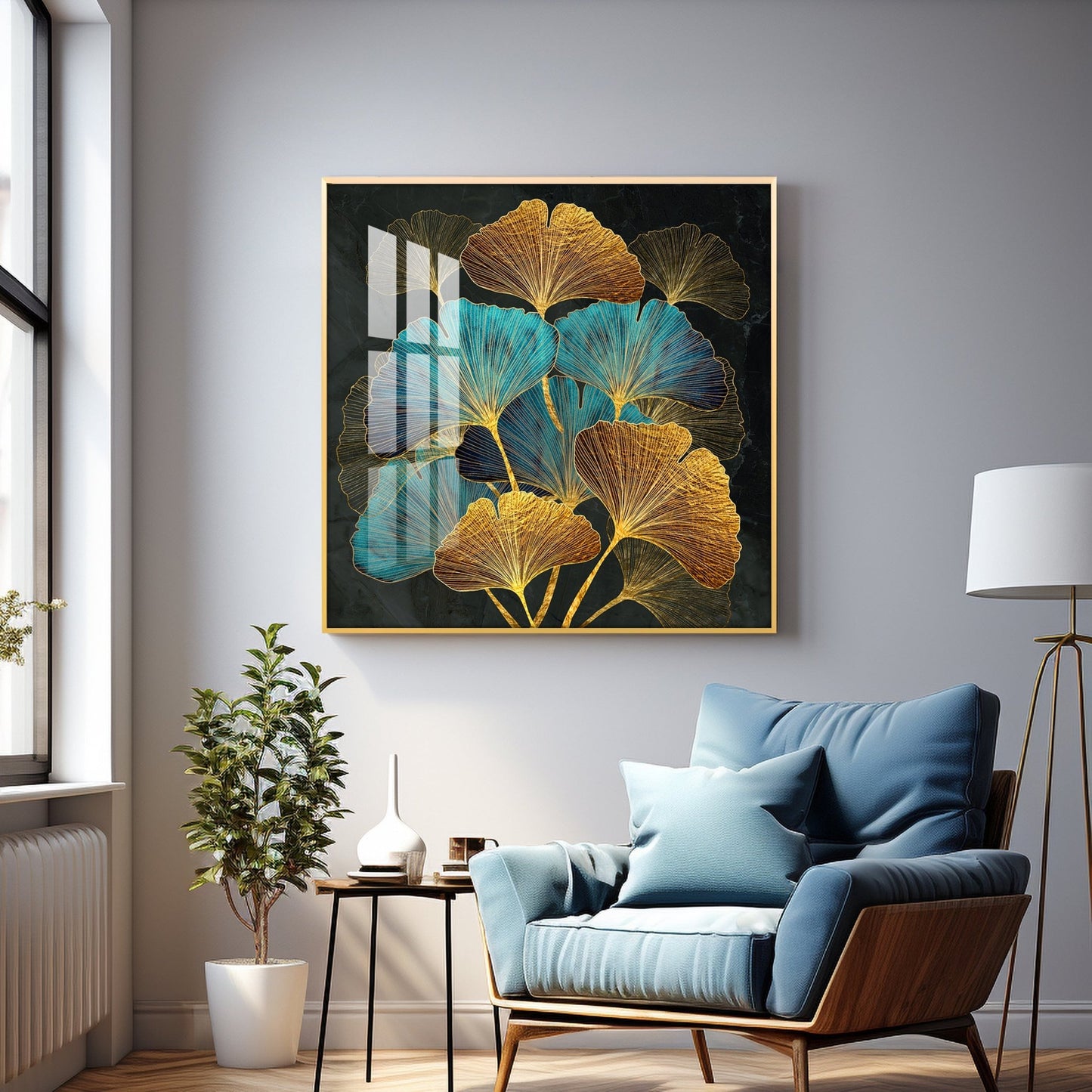 Colorful Leaves Biloba Luxury Crystal Square Wall Art - The Next Decor