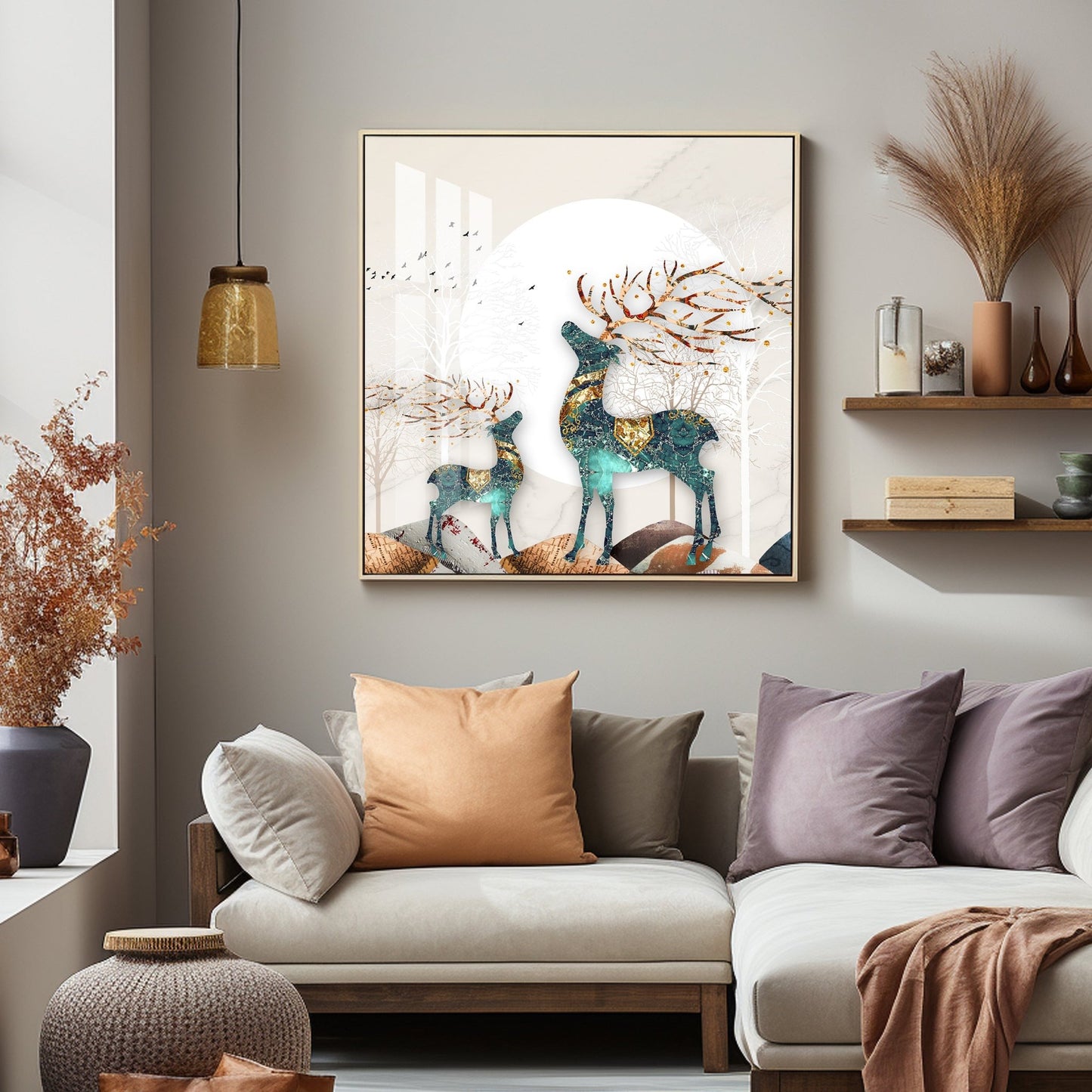 Deer Decorative Luxury Crystal Square Wall Art - The Next Decor