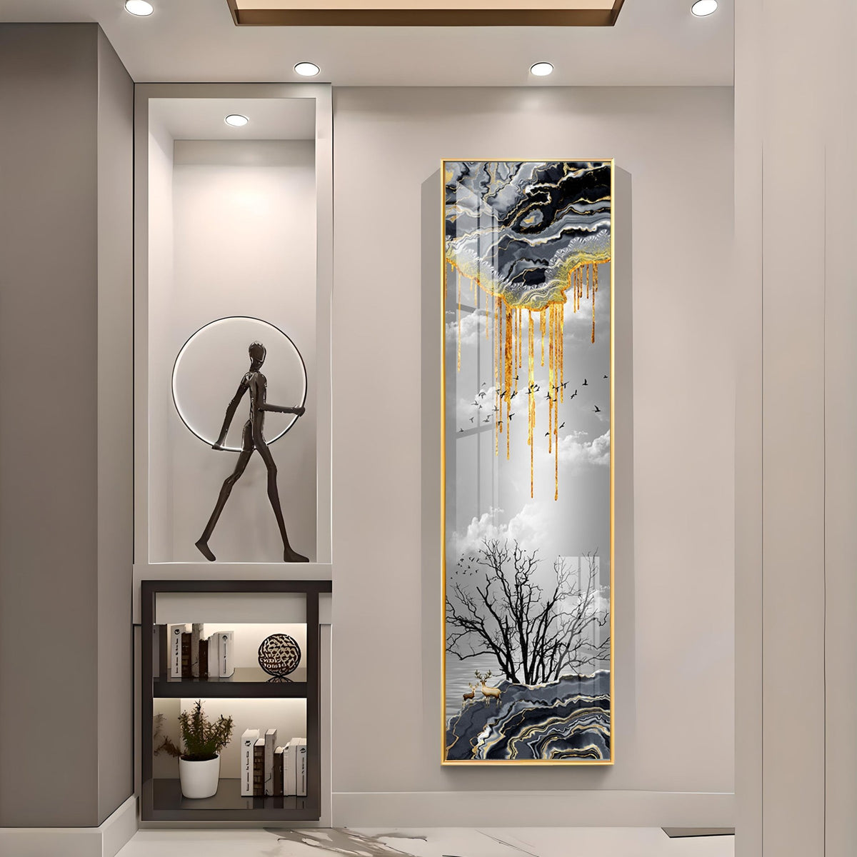 Divine Deer With Big Tree Vertical Premium Acrylic Vertical Wall Art - The Next Decor