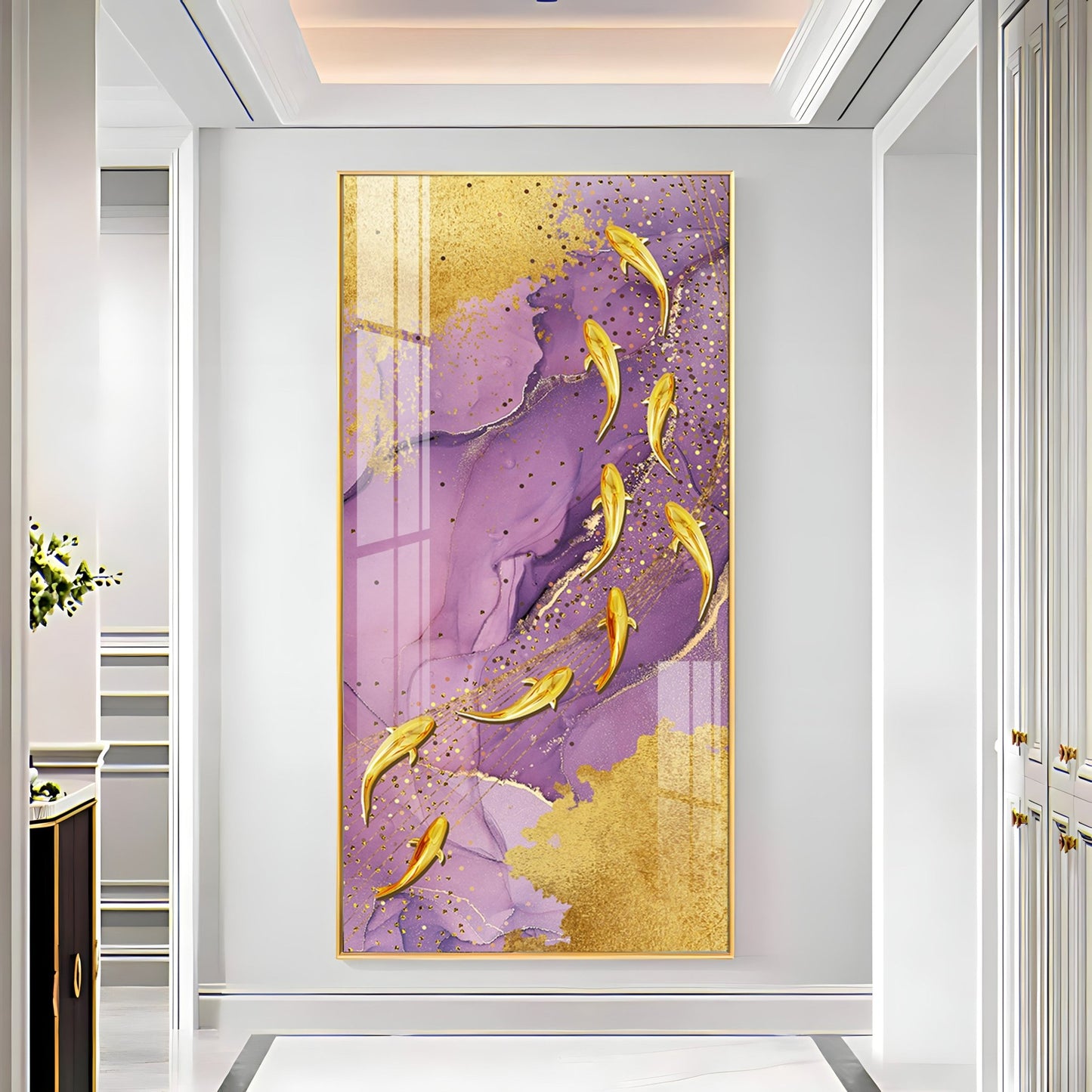 Elegant Golden Koi Fishes Luxury Crystal Wall Art - The Next Decor