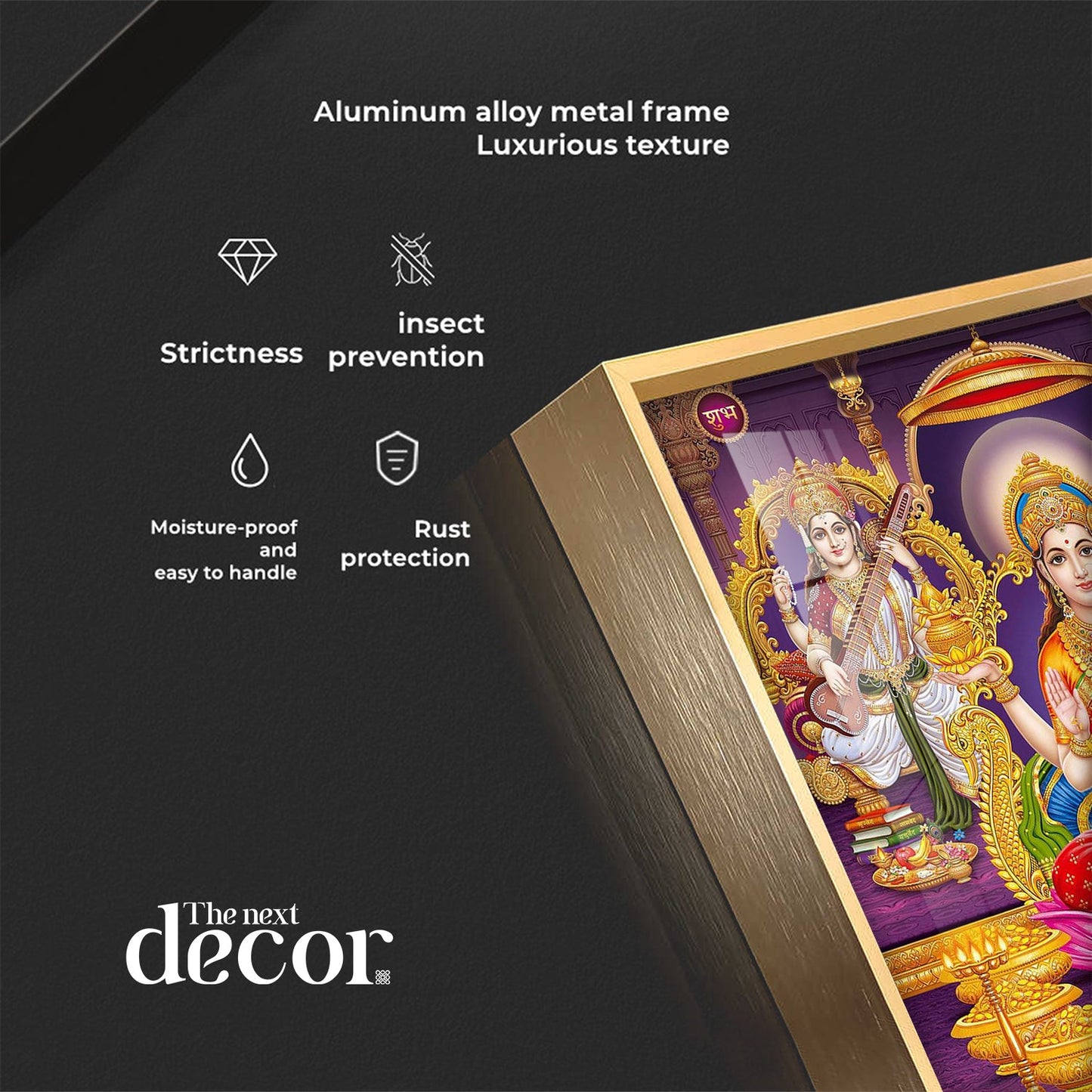 Ethereal Laxmi Ji Elegance Premium Acrylic Square Wall Art - The Next Decor