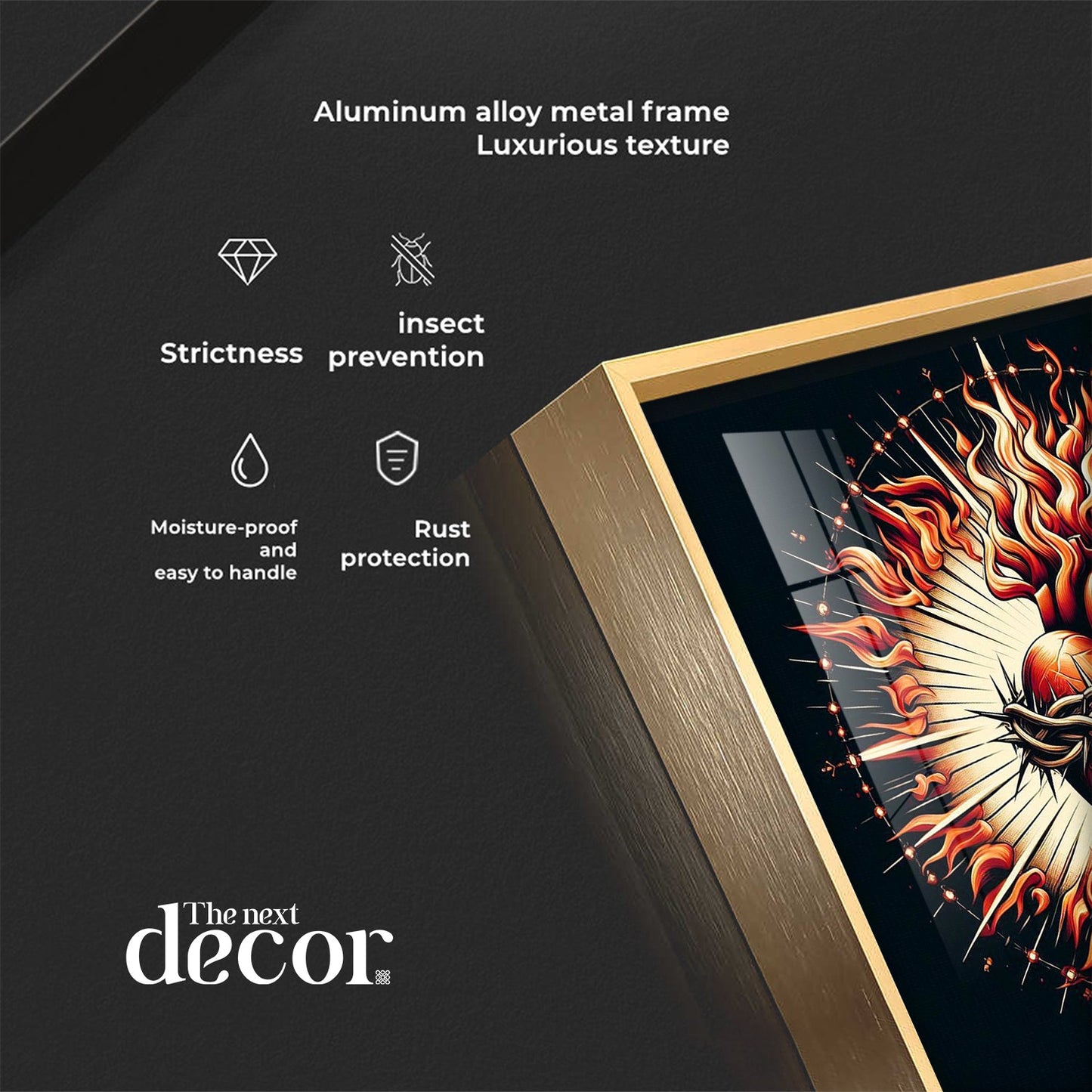 Fiery Love Frame Premium Acrylic Square Wall Art - The Next Decor