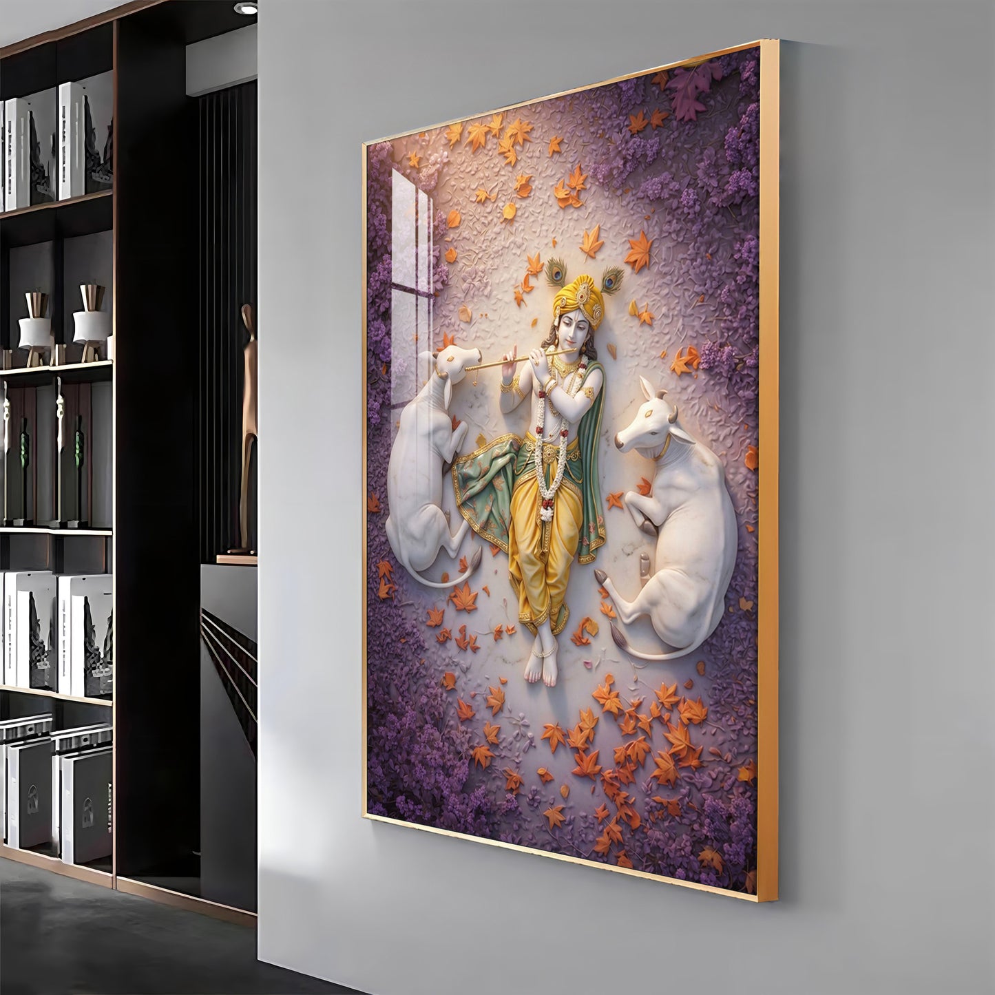 Lord Krishna Kripa Premium Acrylic Vertical Wall Art