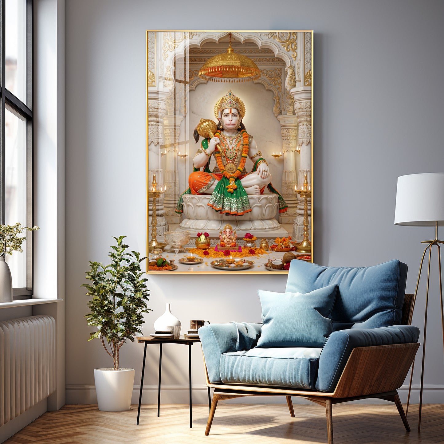 Hindu Deity Hanuman Premium Acrylic Vertical Wall Art