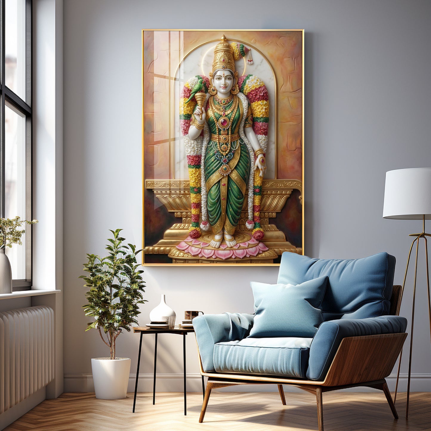 Divine Goddess Meenakshi Amman Premium Acrylic Vertical Wall Art