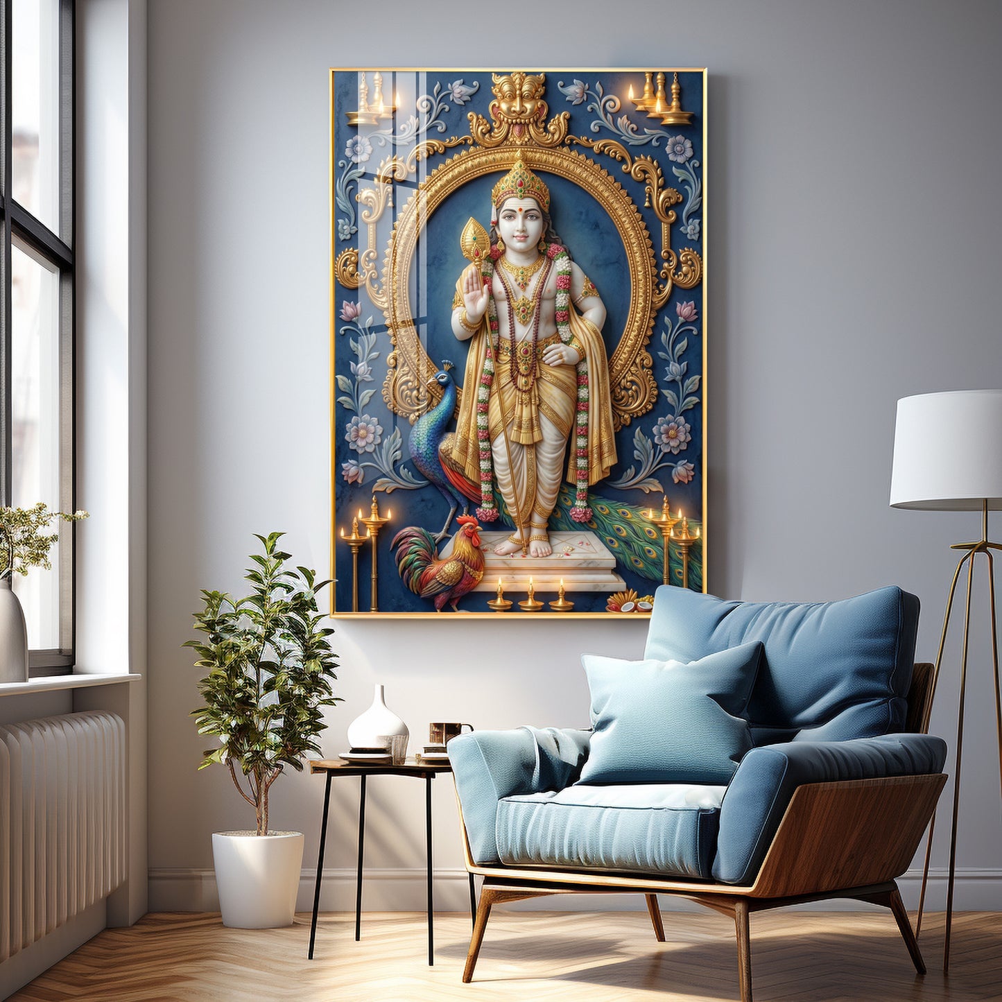 Hindu Lord Murugan Premium Acrylic Vertical Wall Art