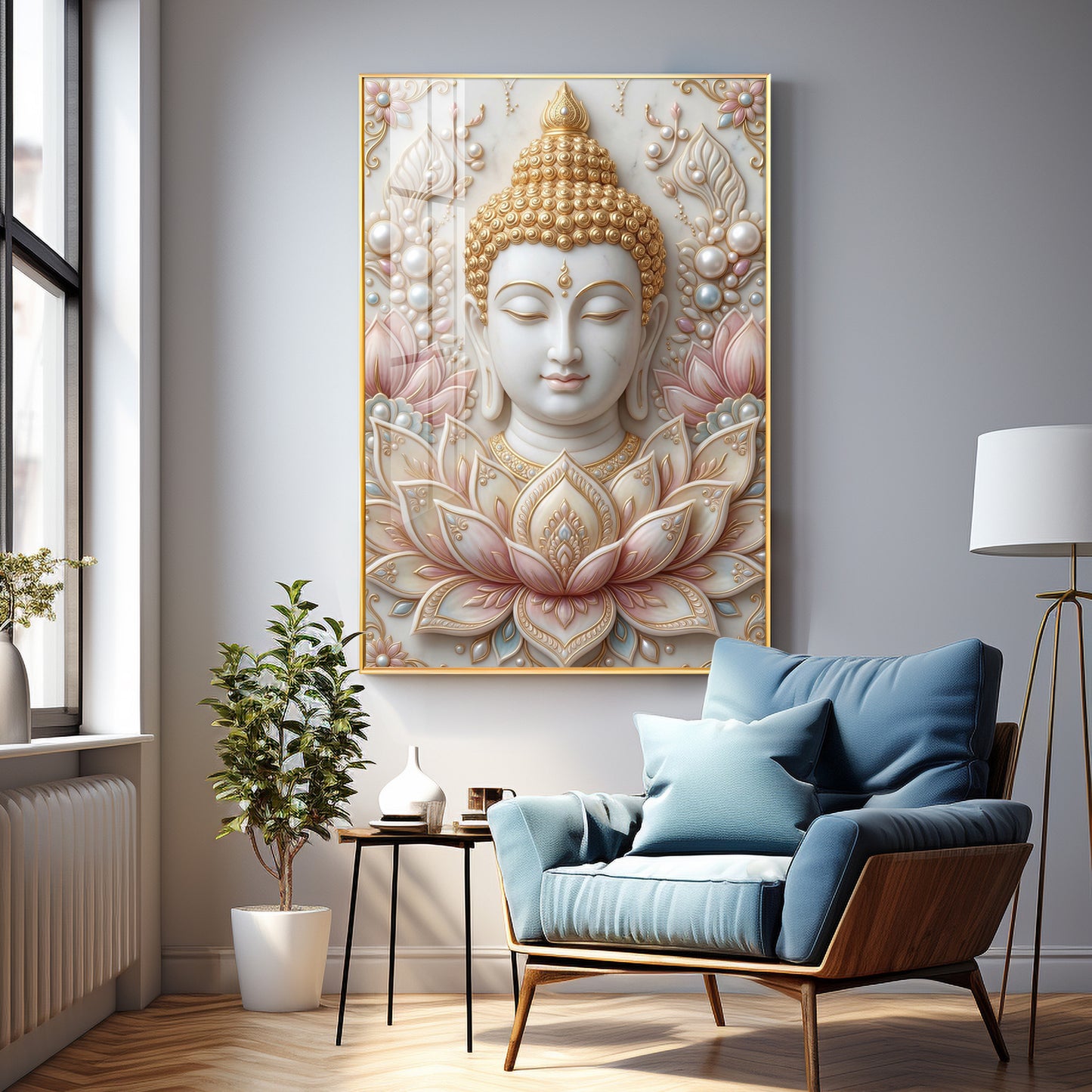 Meditating Lord Buddha Premium Acrylic Vertical Wall Art