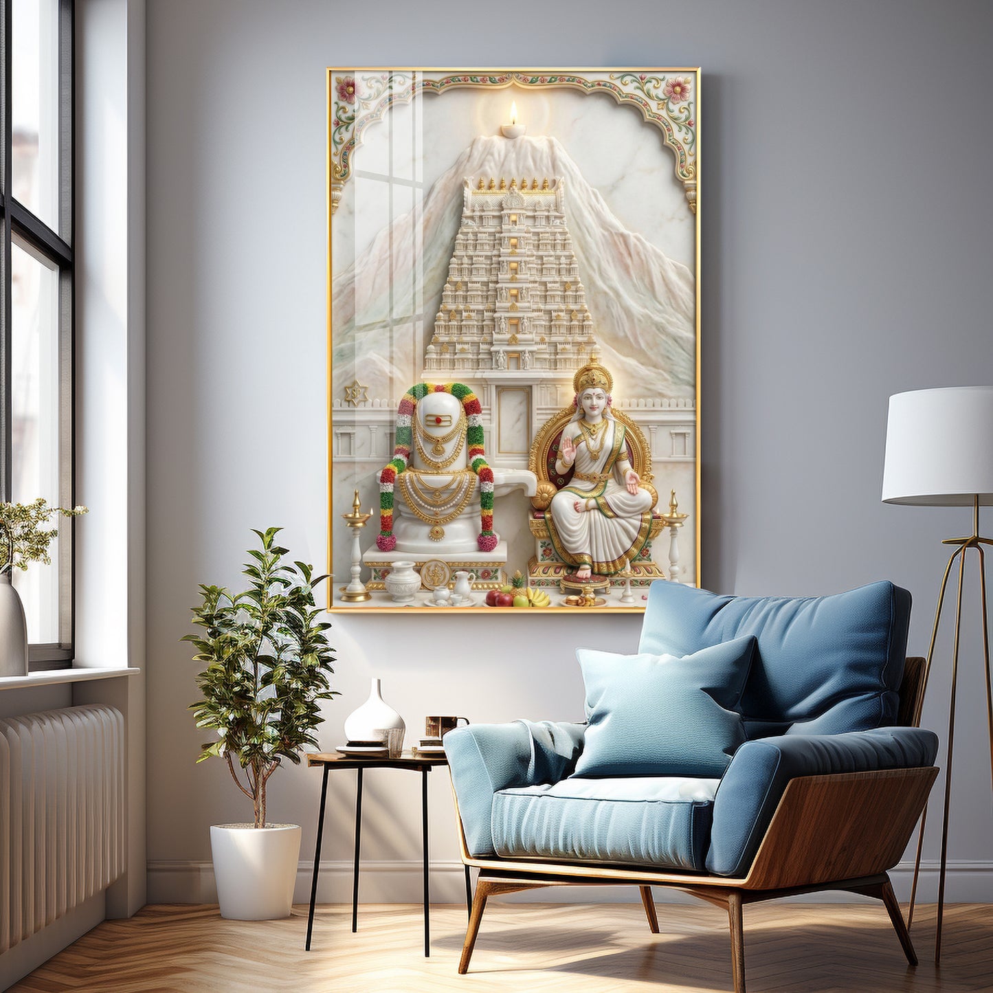 Shivalingam and Goddess Parvati Premium Acrylic Vertical Wall Art