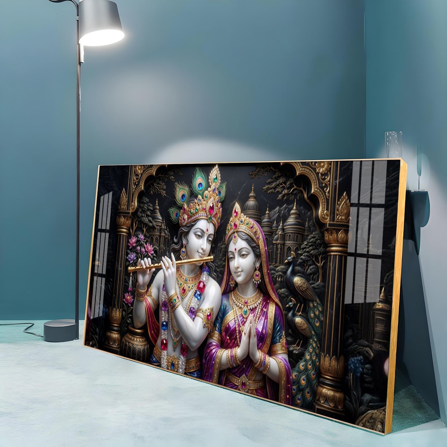 Timeless Love Krishna & Radha Premium Acrylic Horizontal Wall Art