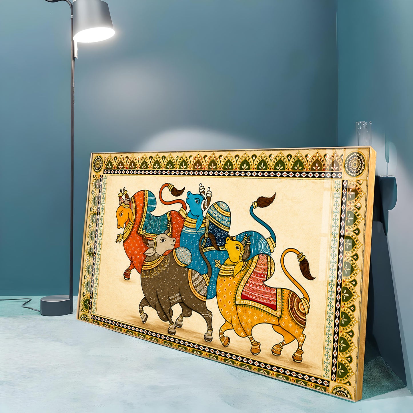 Pichwai Sacred Bull Premium Acrylic Horizontal Wall Art