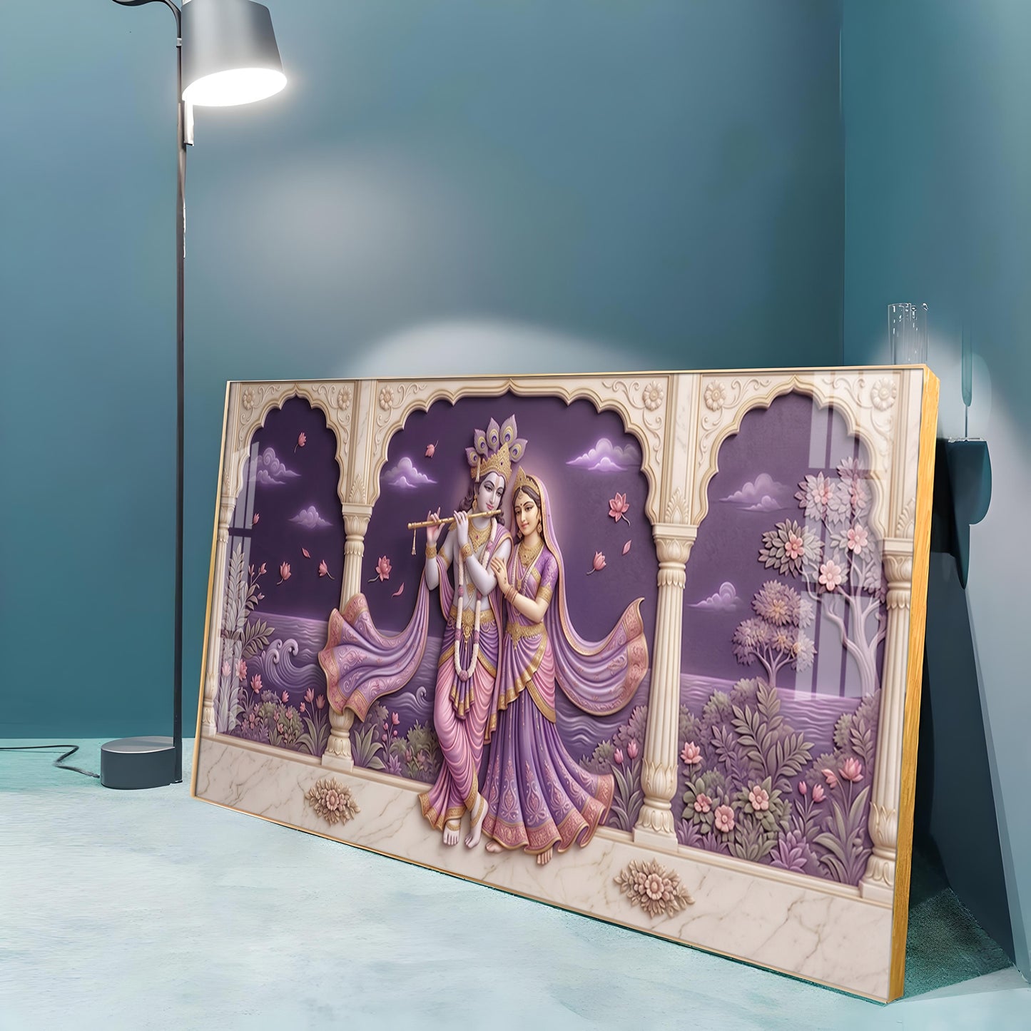 Radha Krishna Swaroop Premium Acrylic Horizontal Wall Art
