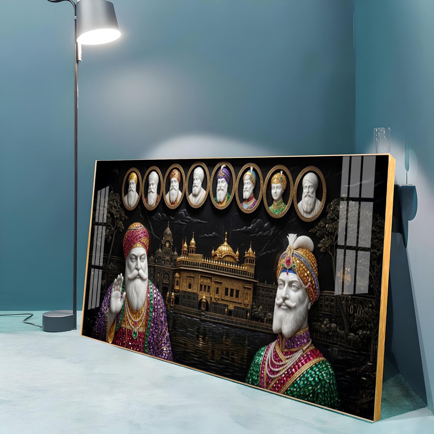 Ten Sikh Gurus & The Golden Temple Premium Acrylic Horizontal Wall Art