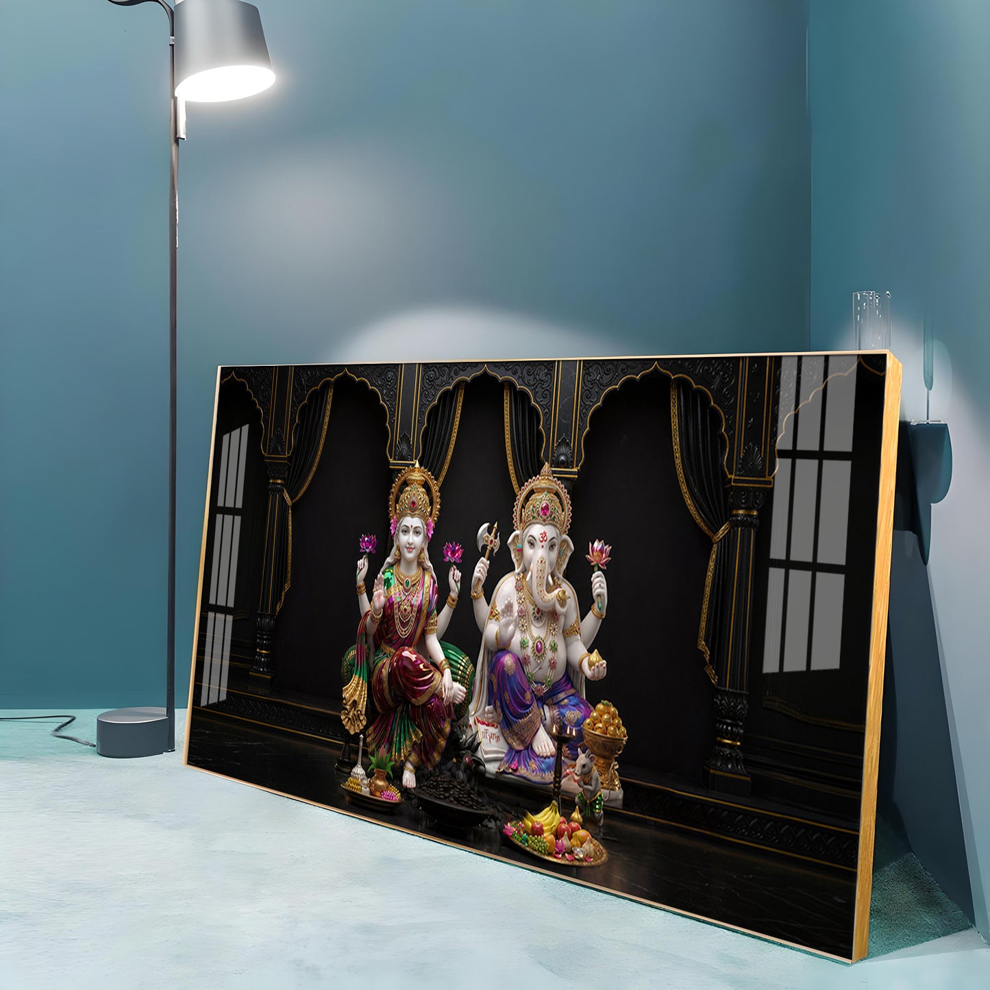 Goddess Lakshmi & Lord Ganesha Premium Acrylic Horizontal Wall Art