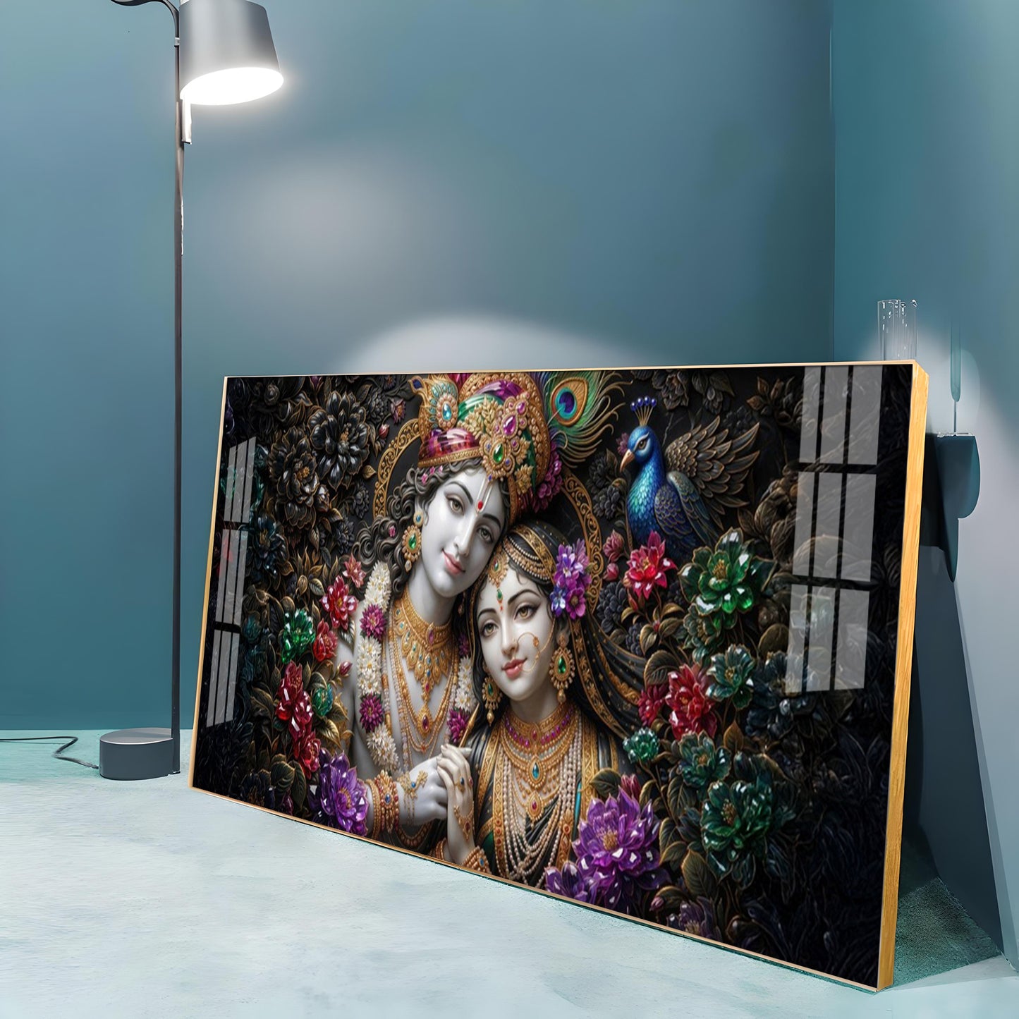 Beautiful Radha Krishna Love Premium Acrylic Horizontal Wall Art