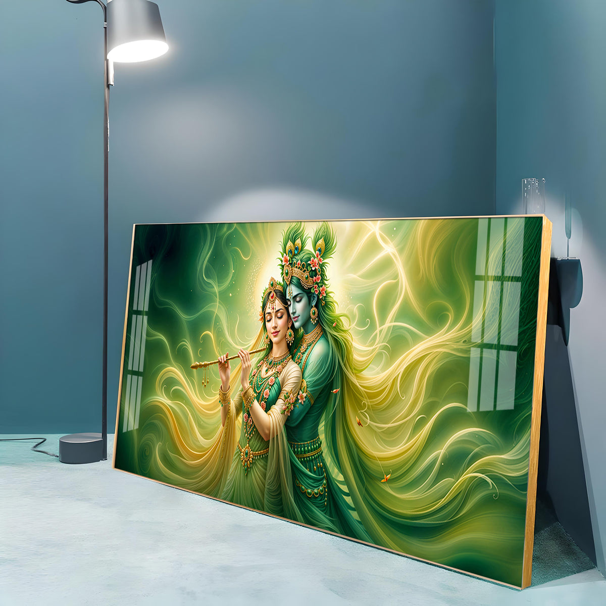 Krishna Radha Divine Connection Premium Acrylic Horizontal Wall Art