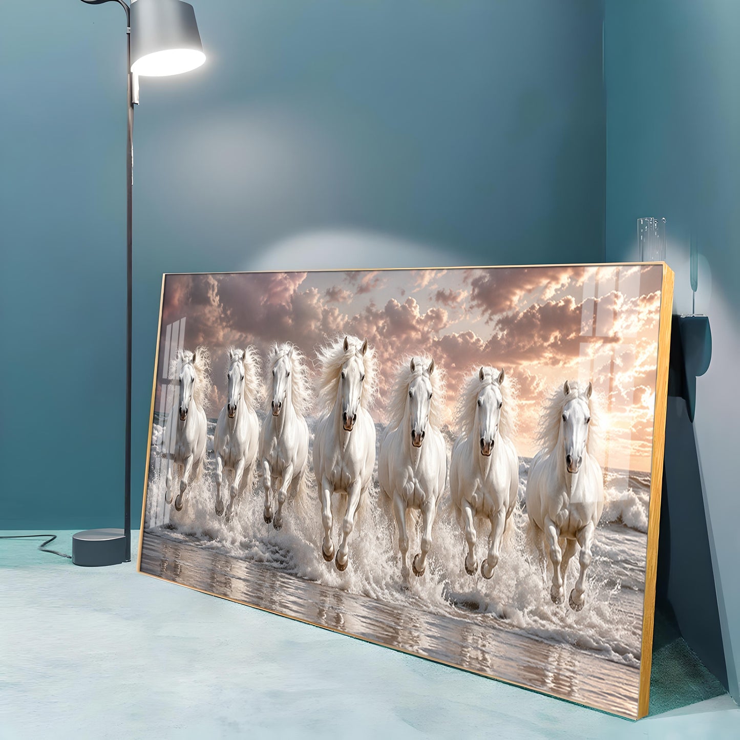 Seven White Horses Ocean Premium Acrylic Horizontal Wall Art