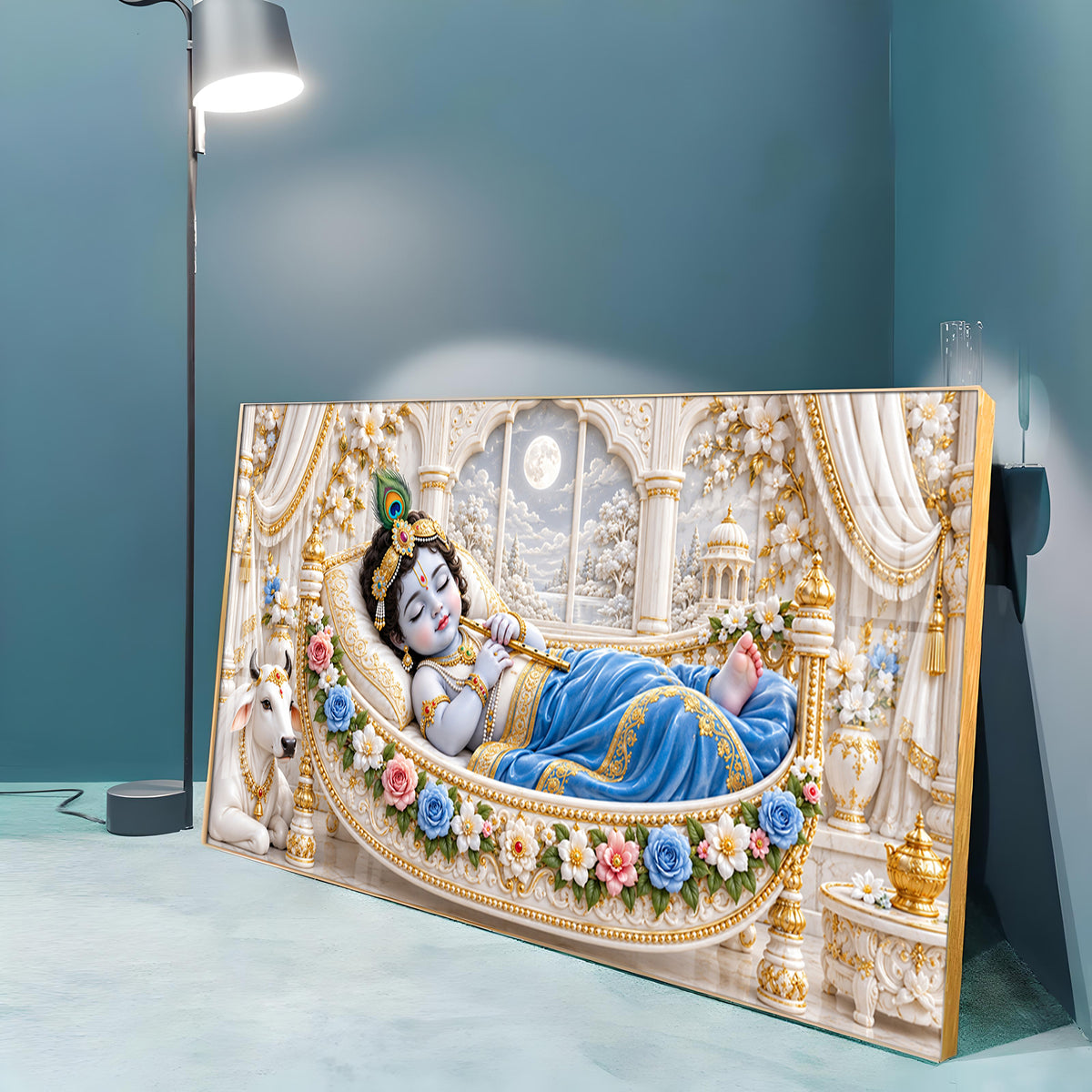 Little Krishna Sleeping Premium Acrylic Horizontal Wall Art