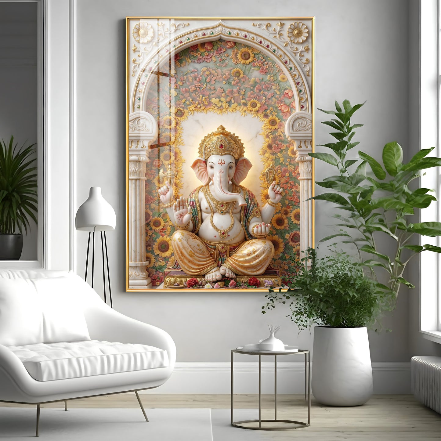 Hindu Bhagwan Ganesha Ji Premium Acrylic Vertical Wall Art
