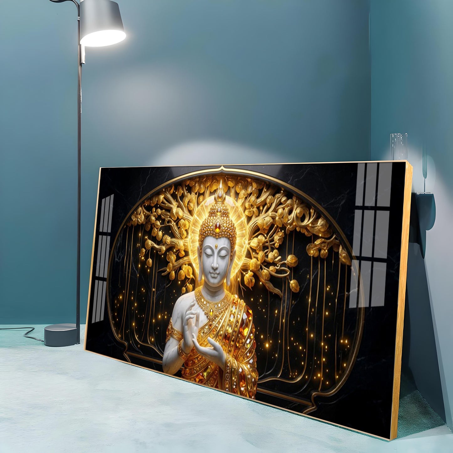 Golden Buddha Premium Acrylic Horizontal Wall Art